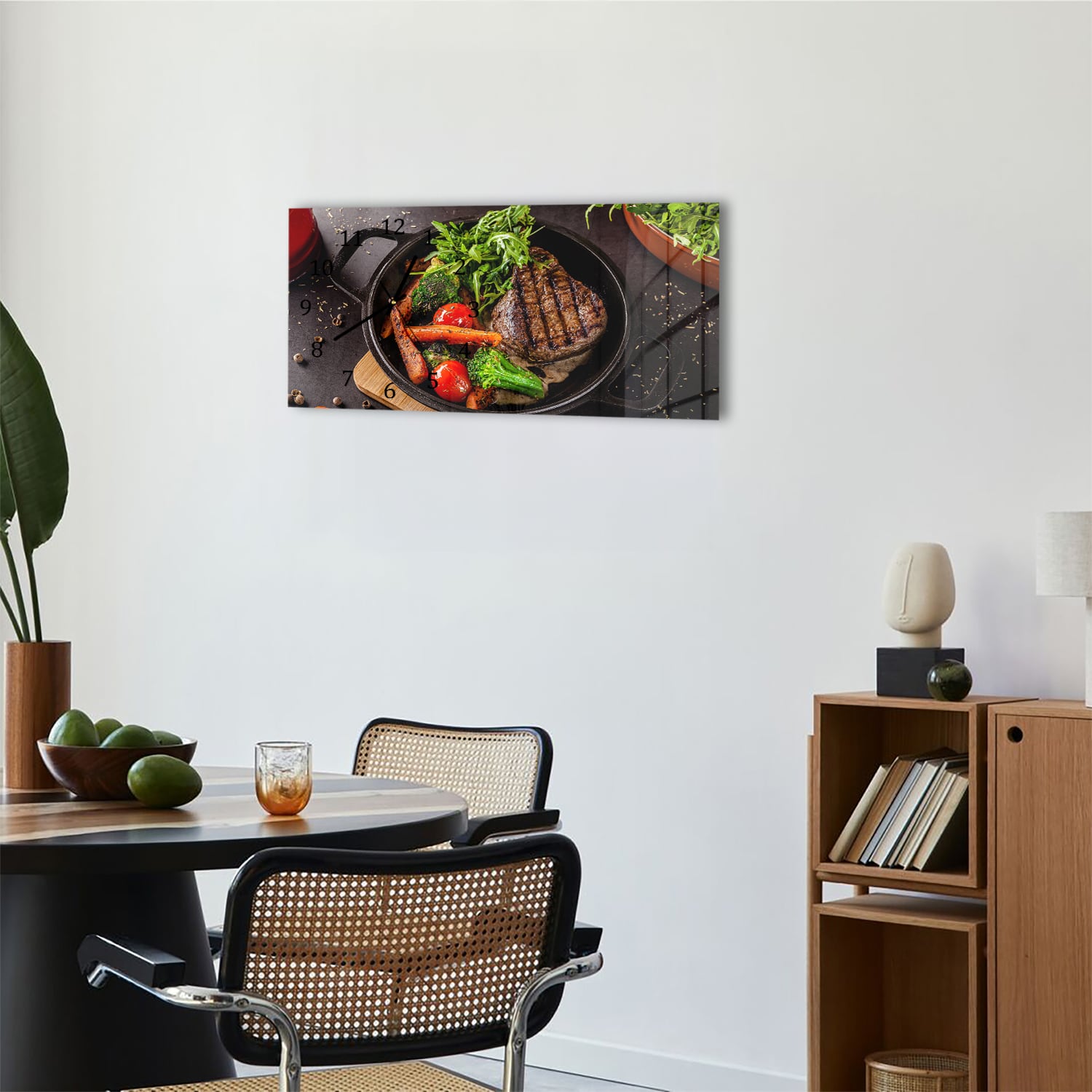 Wanduhr 60x30 - Gegrilltes Steak