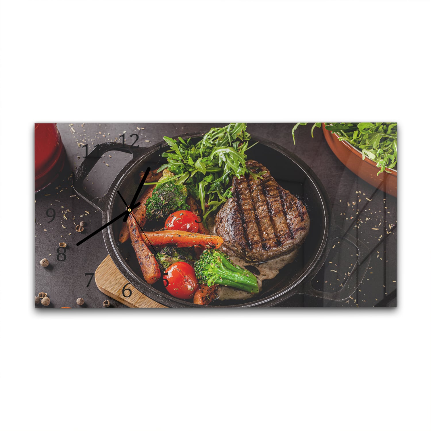 Wanduhr 60x30 - Gegrilltes Steak