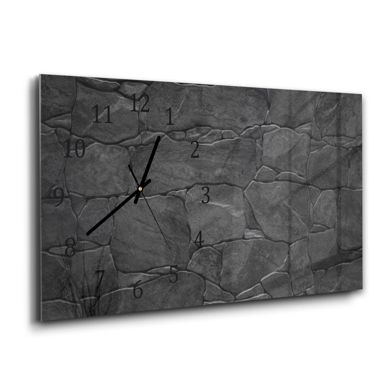 Wanduhr 60x30 - Schwarze Steinmauer