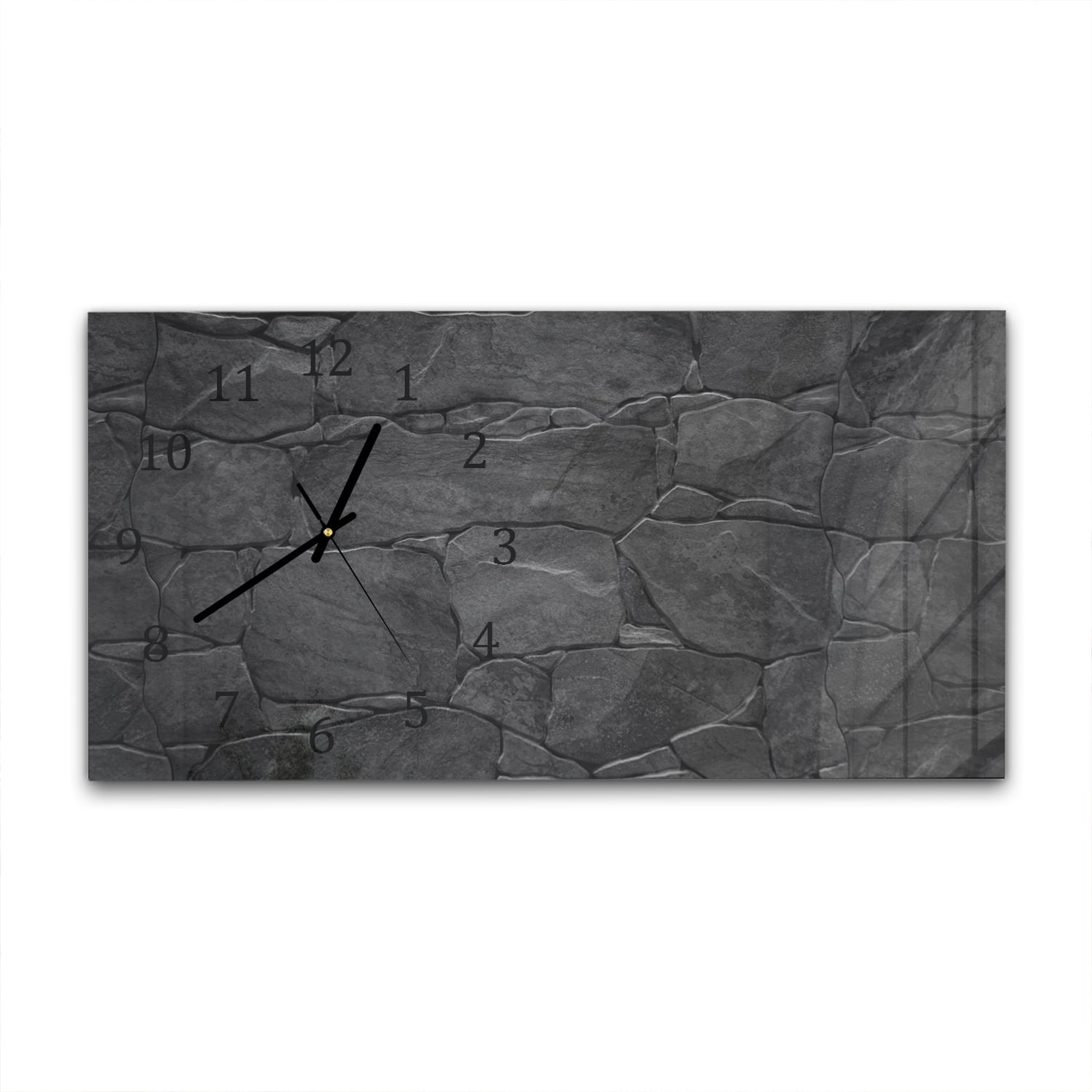 Wanduhr 60x30 - Schwarze Steinmauer