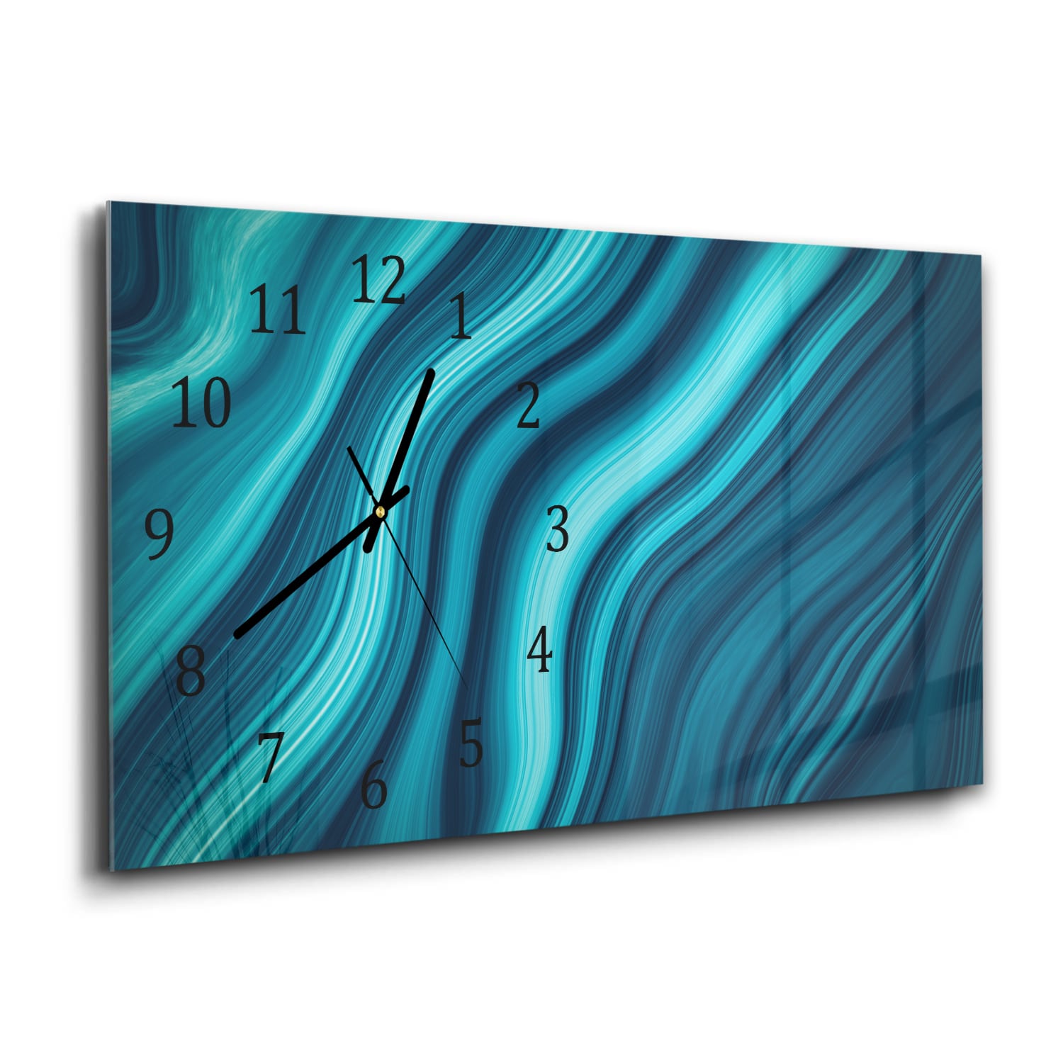 Wanduhr 60x30 - Blaue Marmor-Tinte-Textur