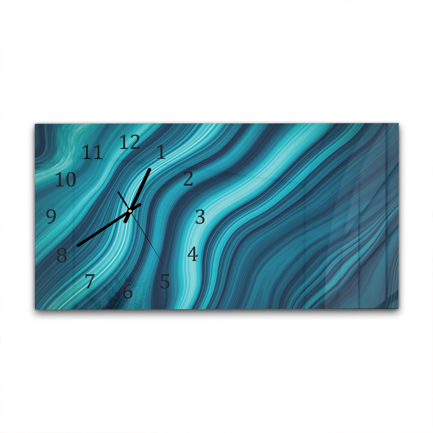 Wanduhr 60x30 - Blaue Marmor-Tinte-Textur