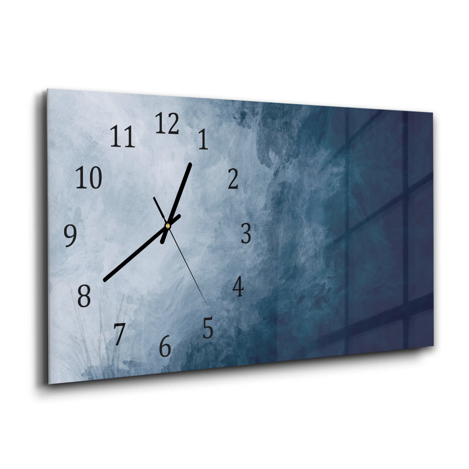 Wanduhr 60x30 - Blaue Aquarell-Textur