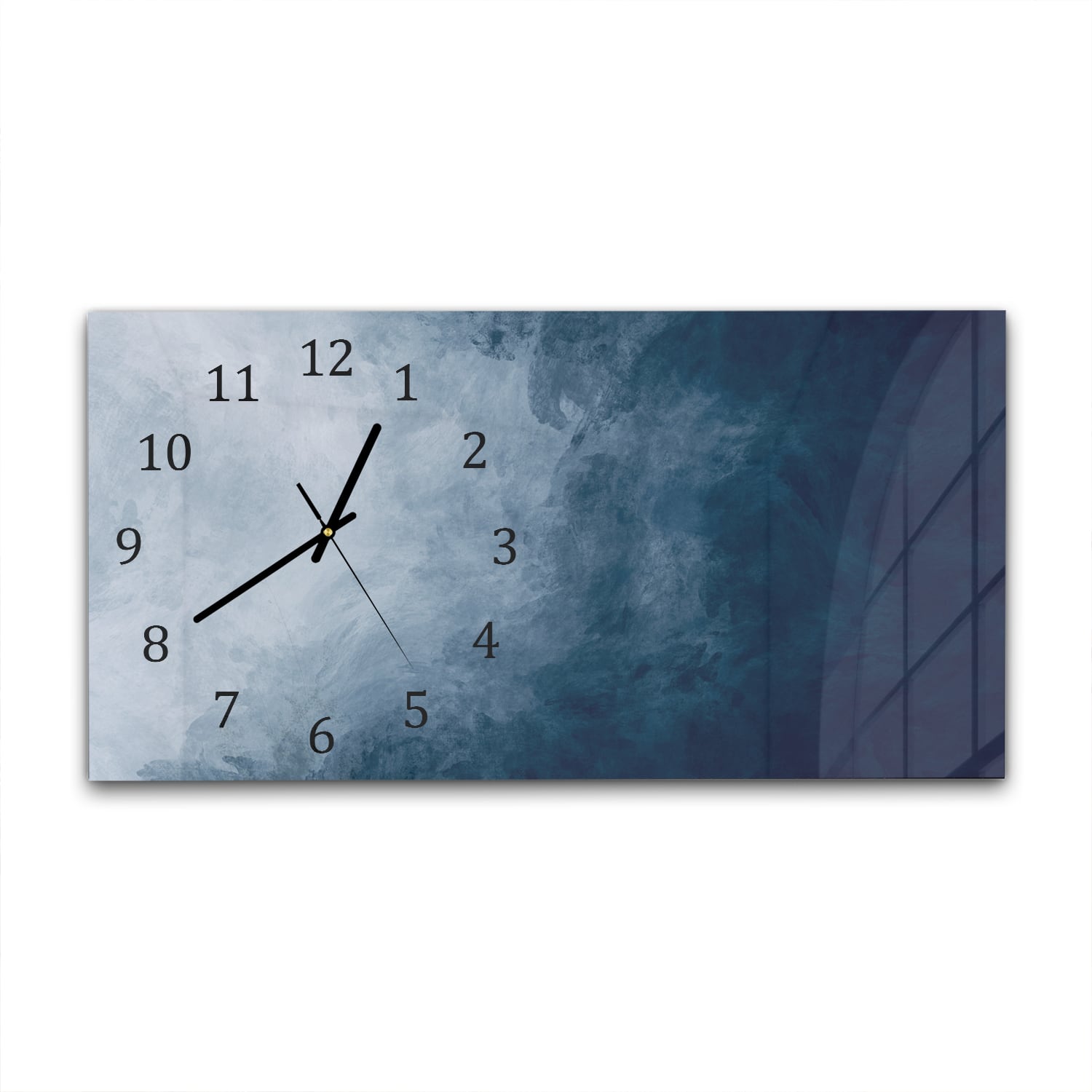 Wanduhr 60x30 - Blaue Aquarell-Textur