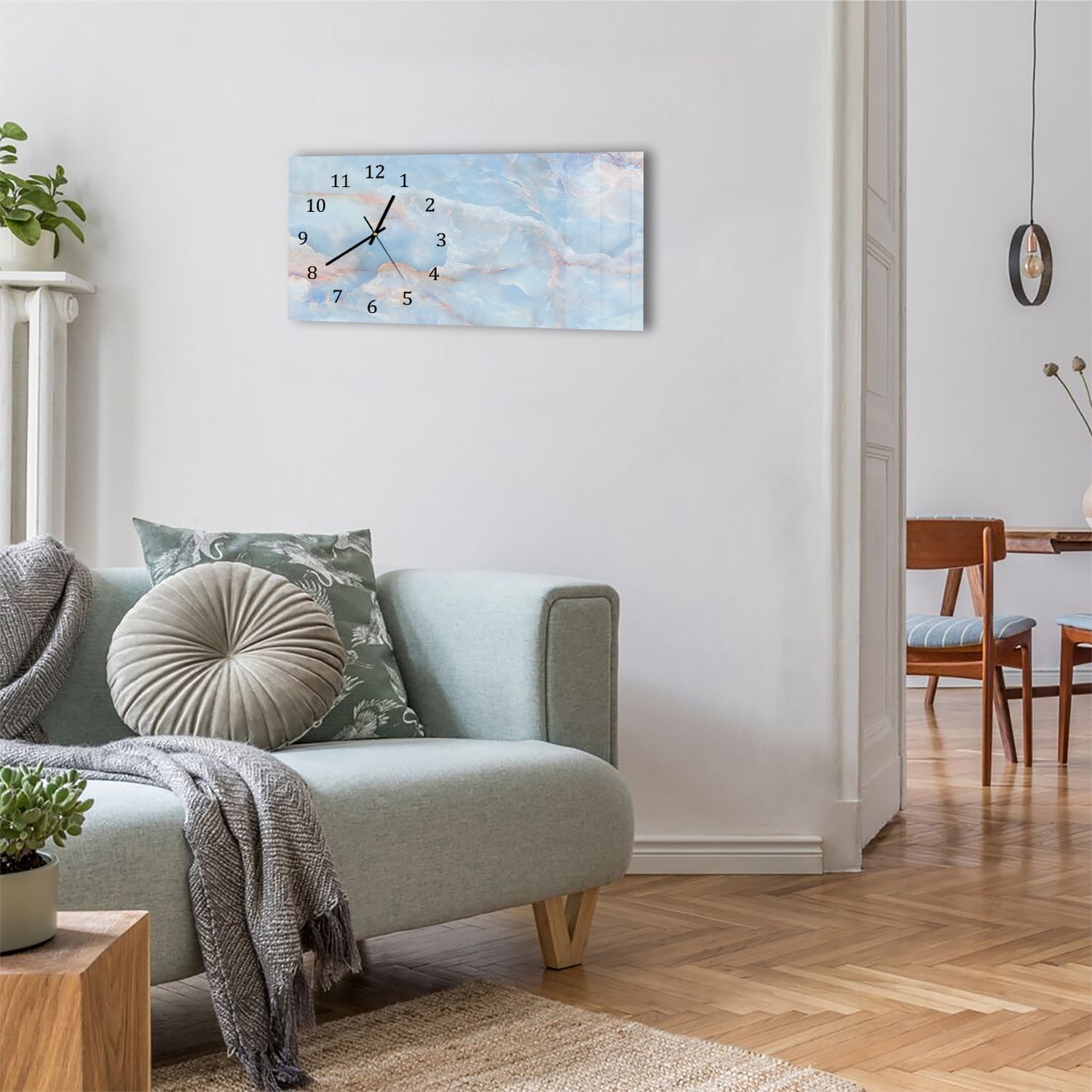 Wanduhr 60x30 - Himmlischer Marmor