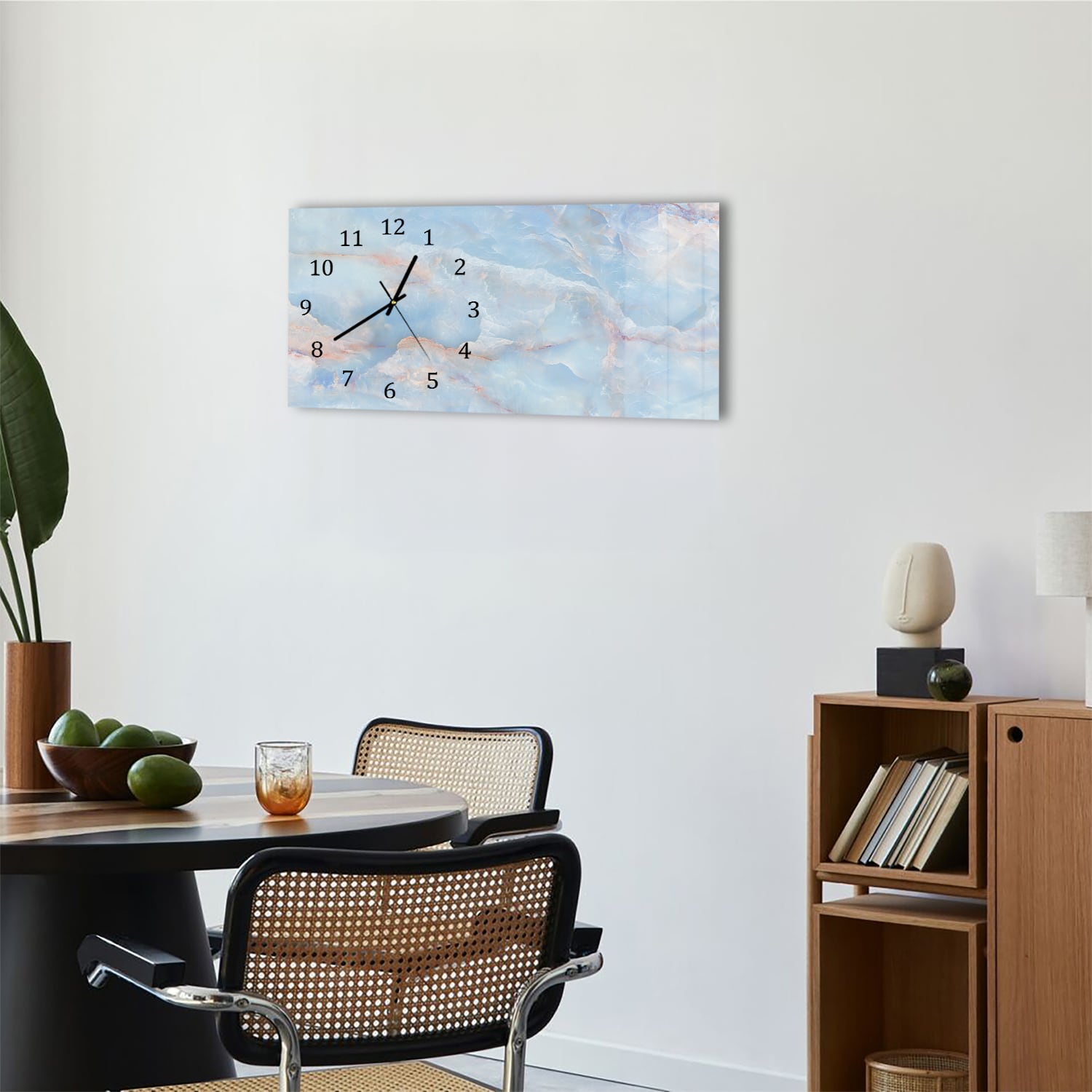 Wanduhr 60x30 - Himmlischer Marmor