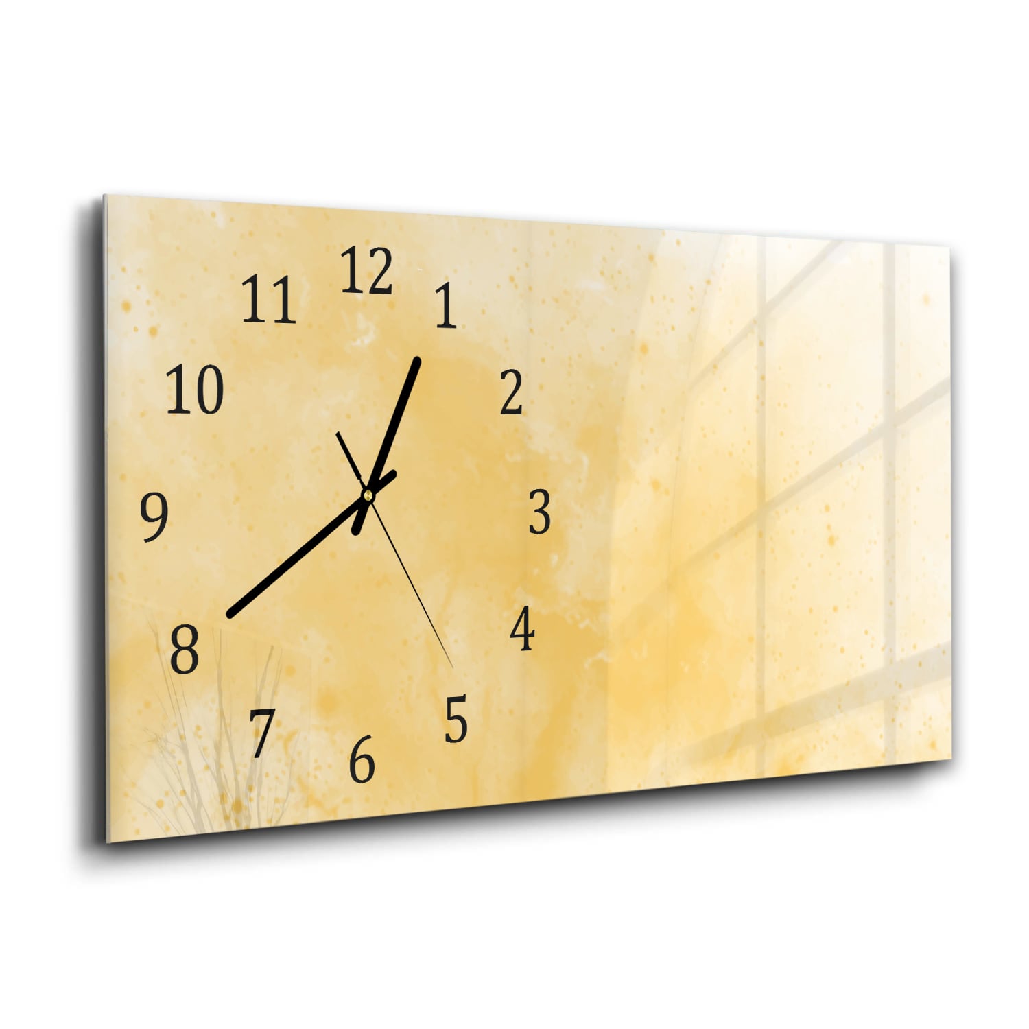 Wanduhr 60x30 - Gelbe Aquarellfarbe
