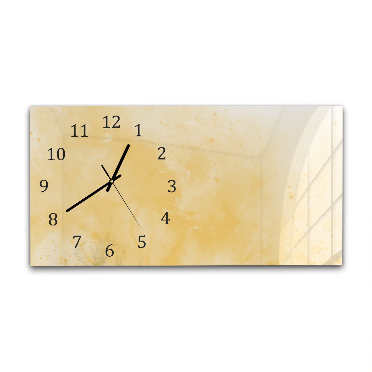 Wanduhr 60x30 - Gelbe Aquarellfarbe