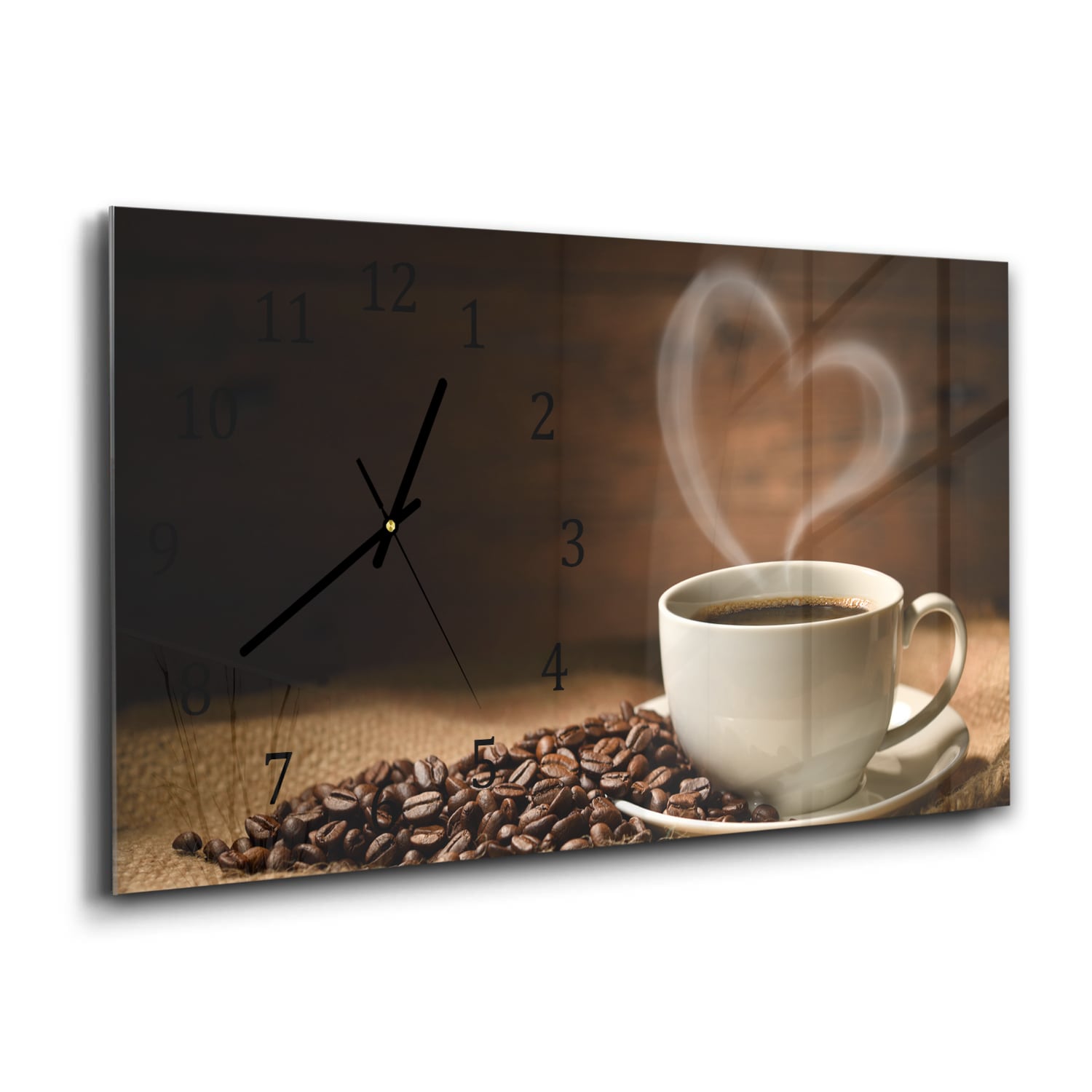 Wanduhr 60x30 - Kaffee mit Herz