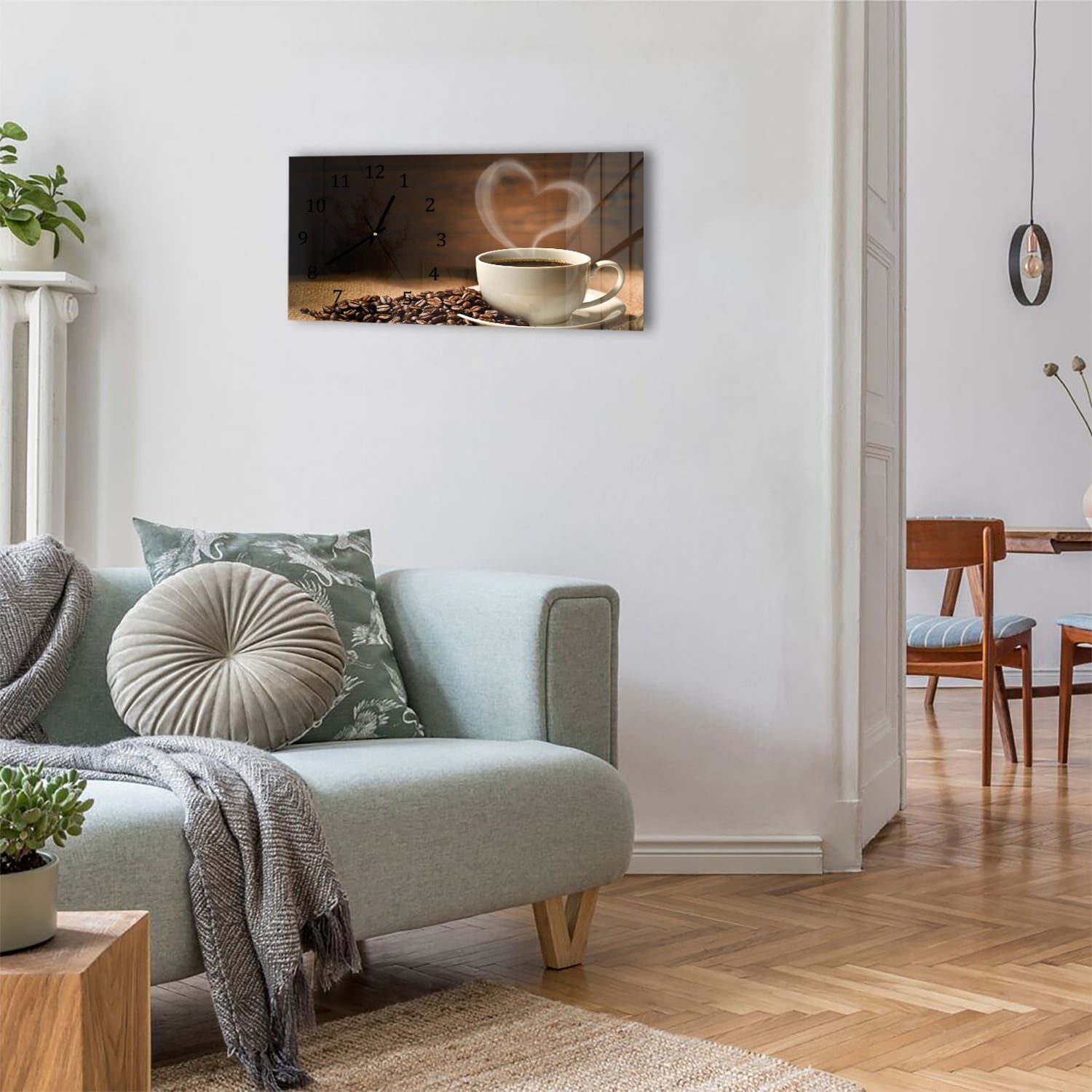 Wanduhr 60x30 - Kaffee mit Herz