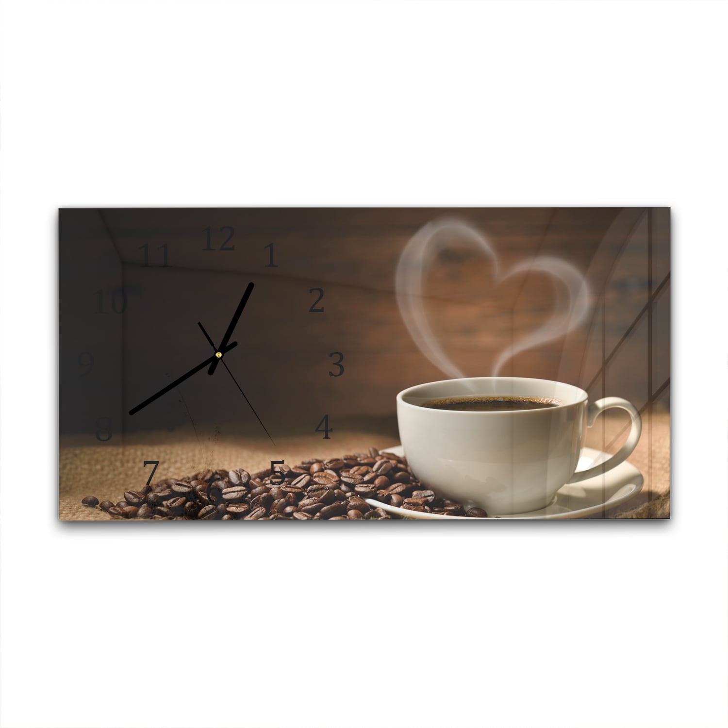Wanduhr 60x30 - Kaffee mit Herz