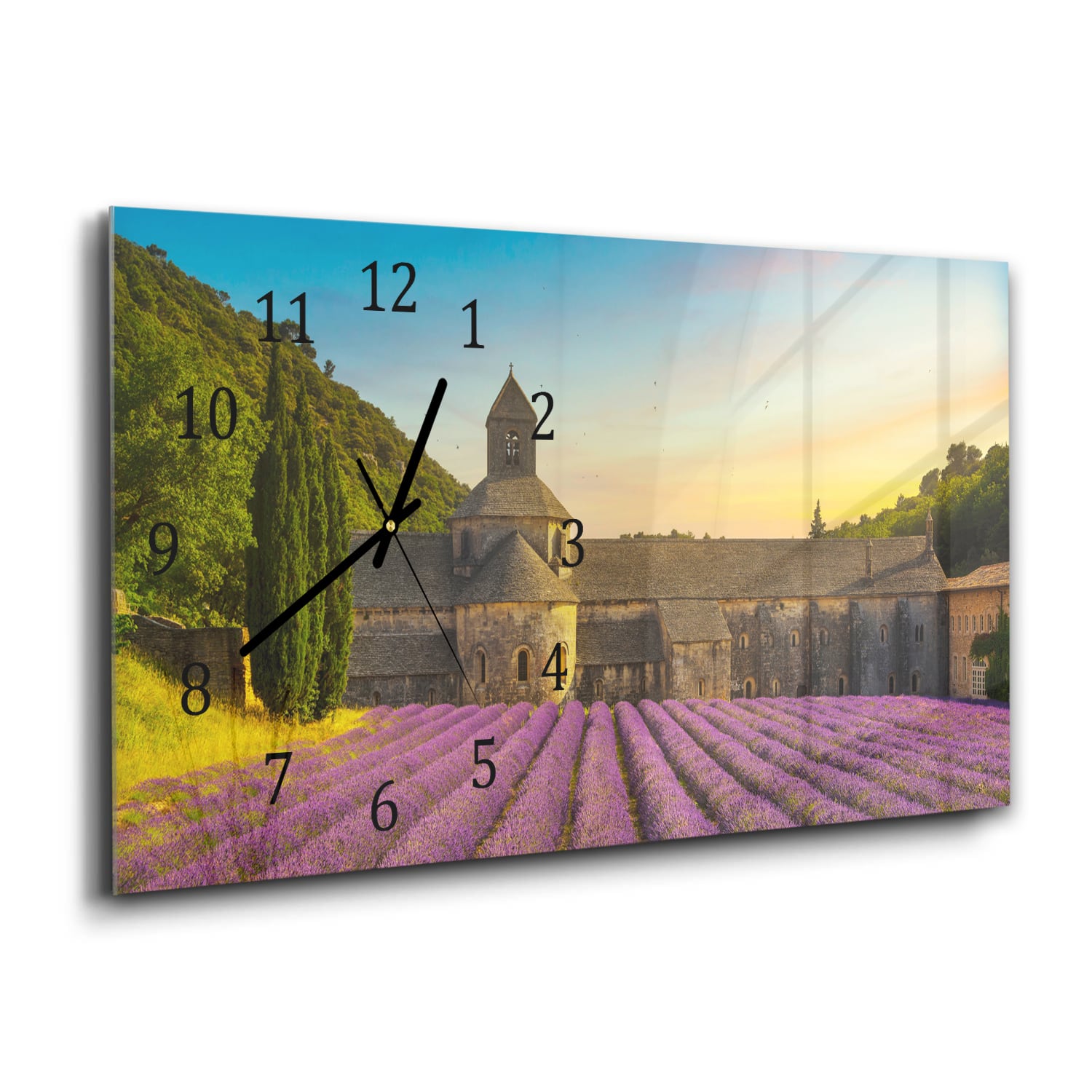 Wanduhr 60x30 - Abtei von Sénanque mit Lavendelfeldern