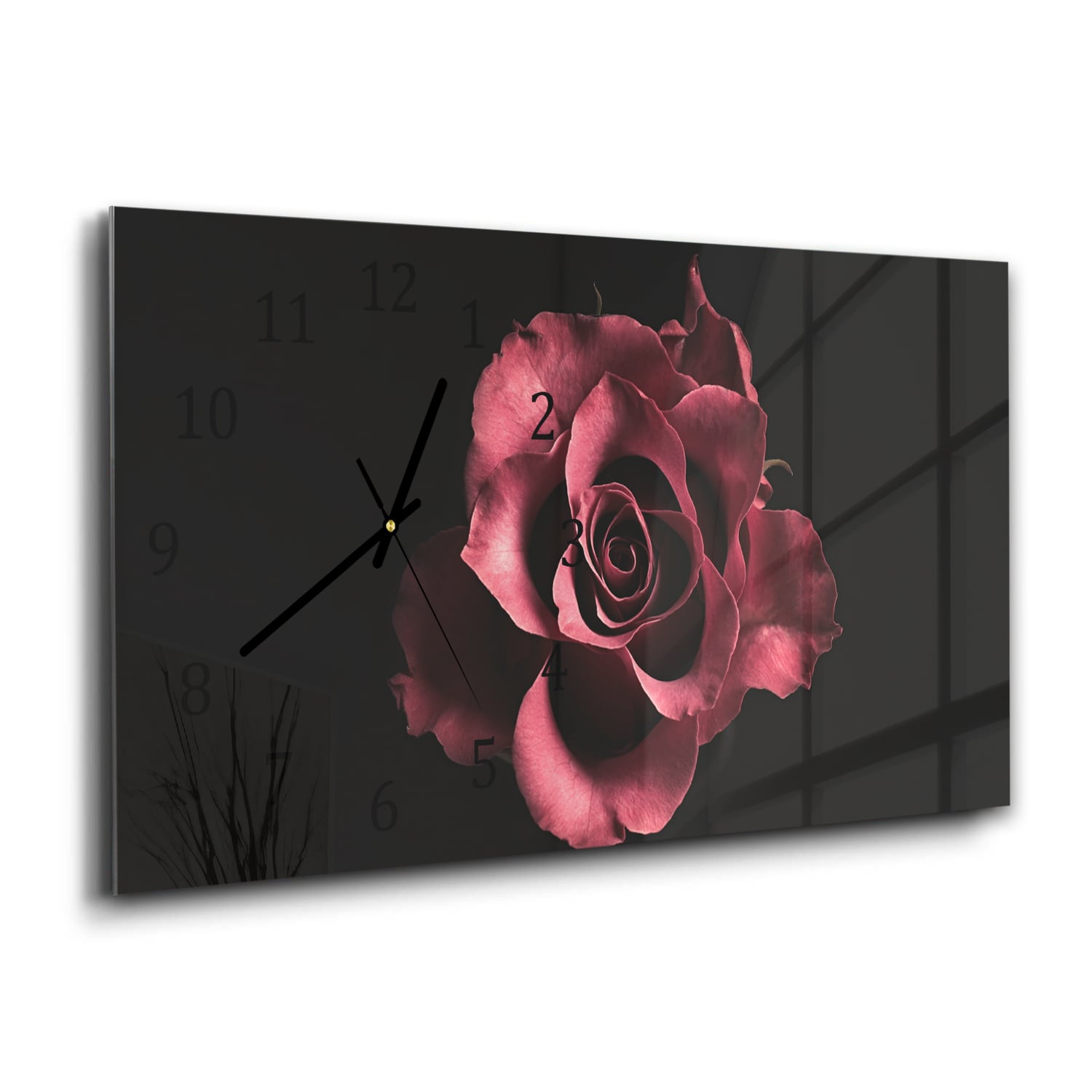 Wanduhr 60x30 - Samtige Rose