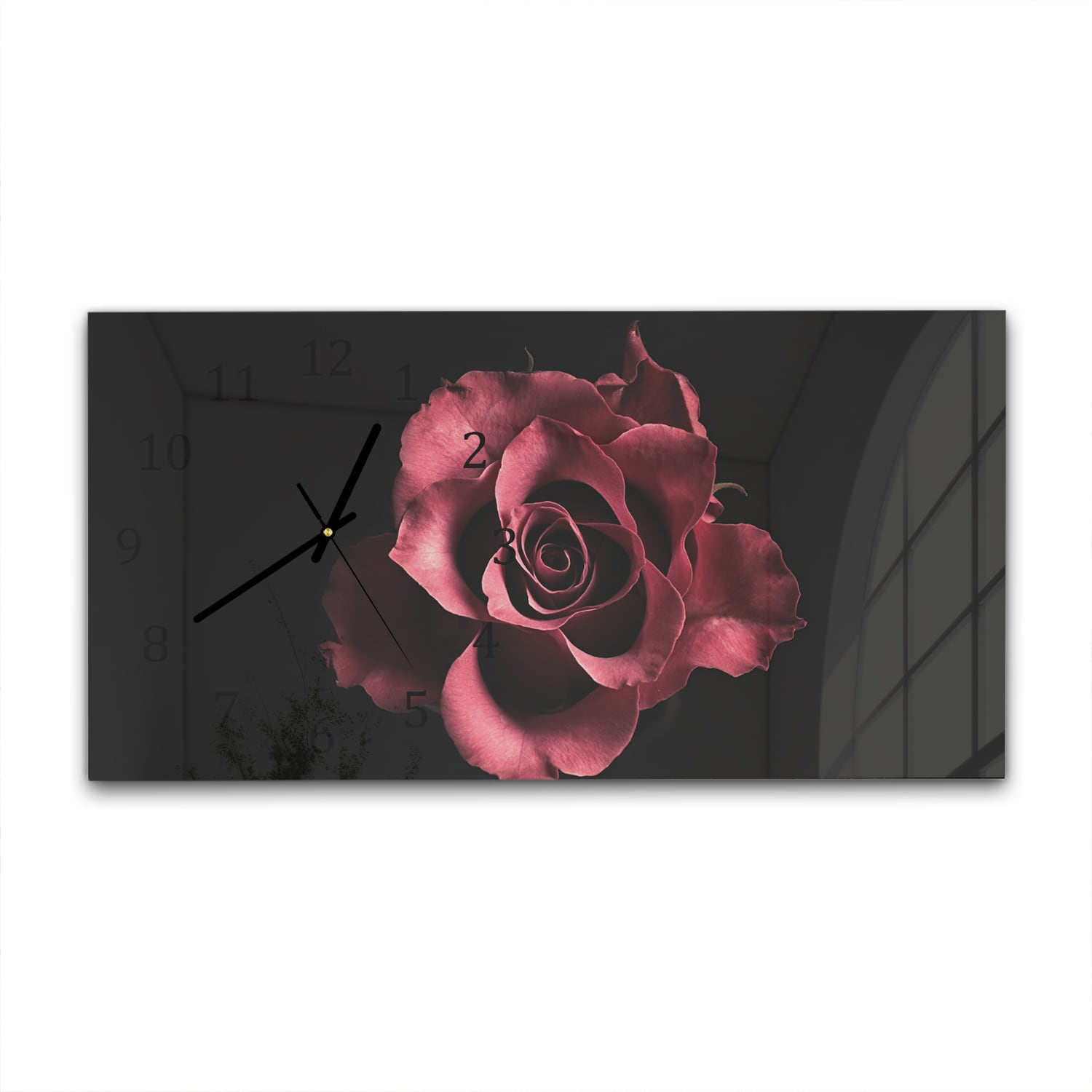 Wanduhr 60x30 - Samtige Rose