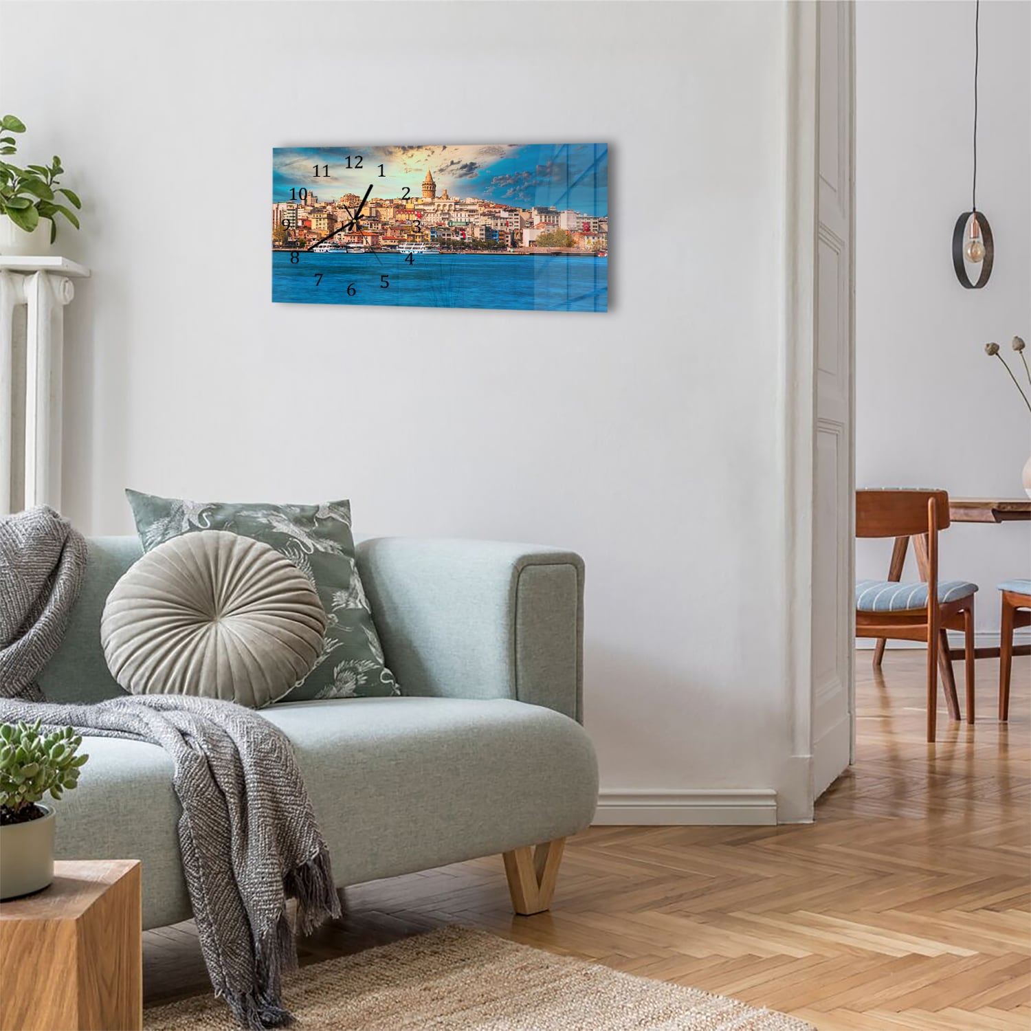 Wanduhr 60x30 - Galataturm in Istanbul