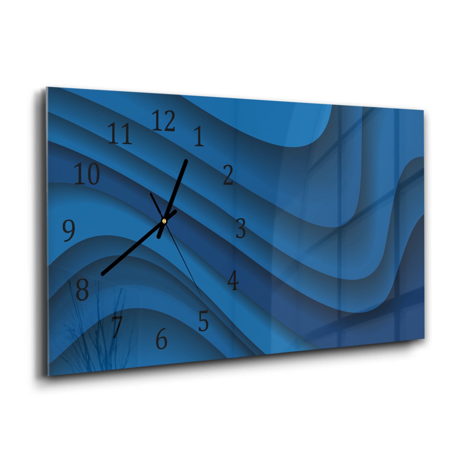 Wanduhr 60x30 - Dunkelblaue Papierwellen