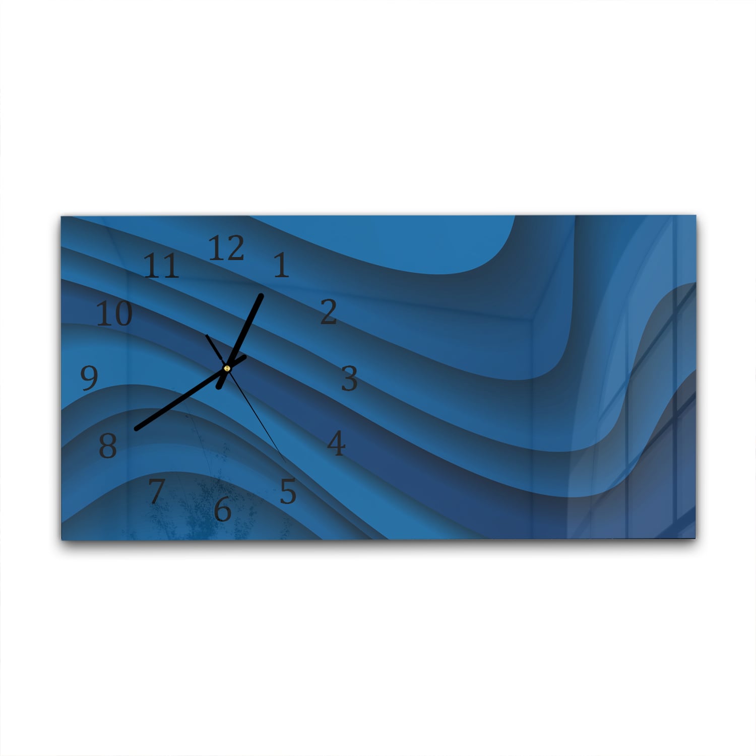 Wanduhr 60x30 - Dunkelblaue Papierwellen