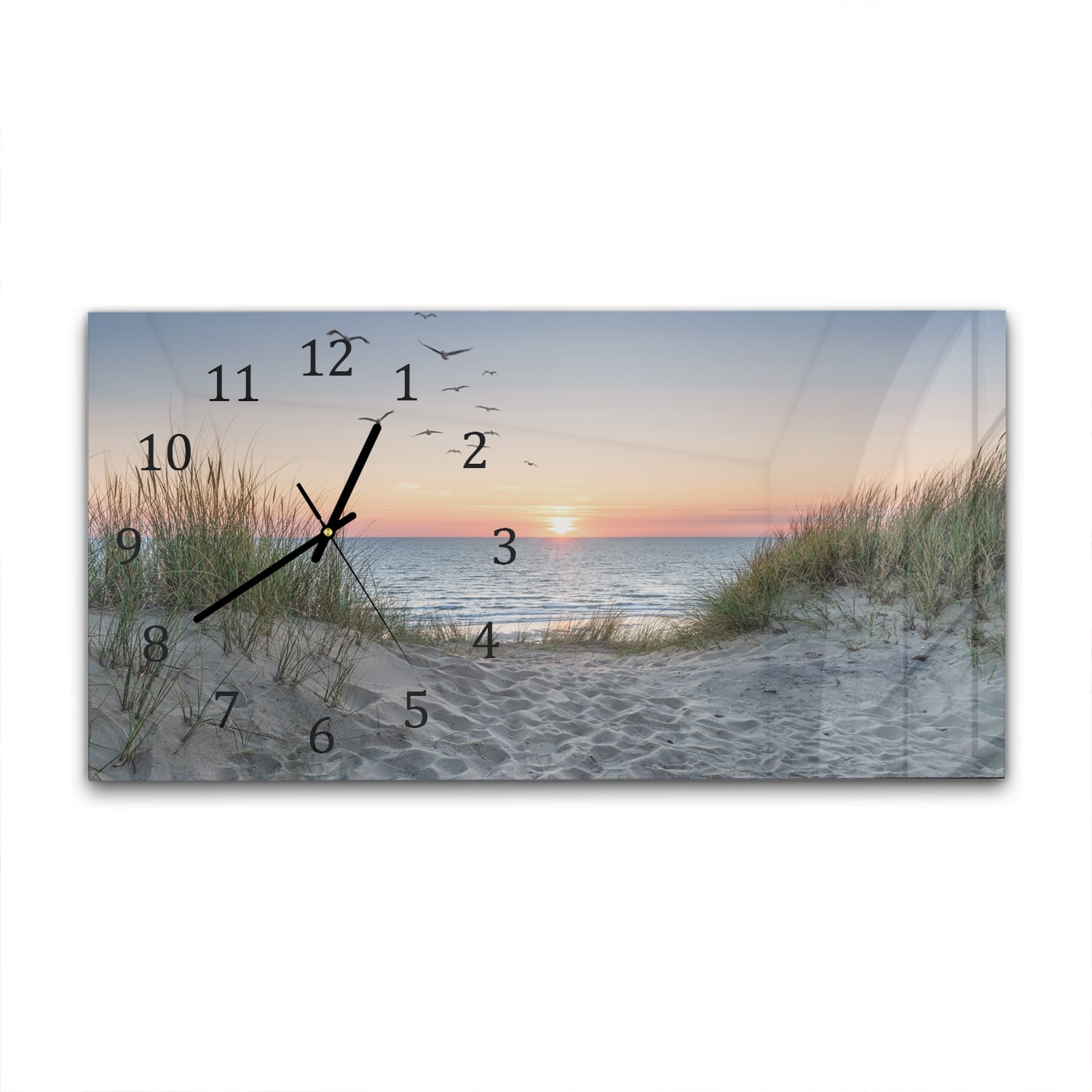 Wanduhr 60x30 - Dünen bei Sonnenuntergang