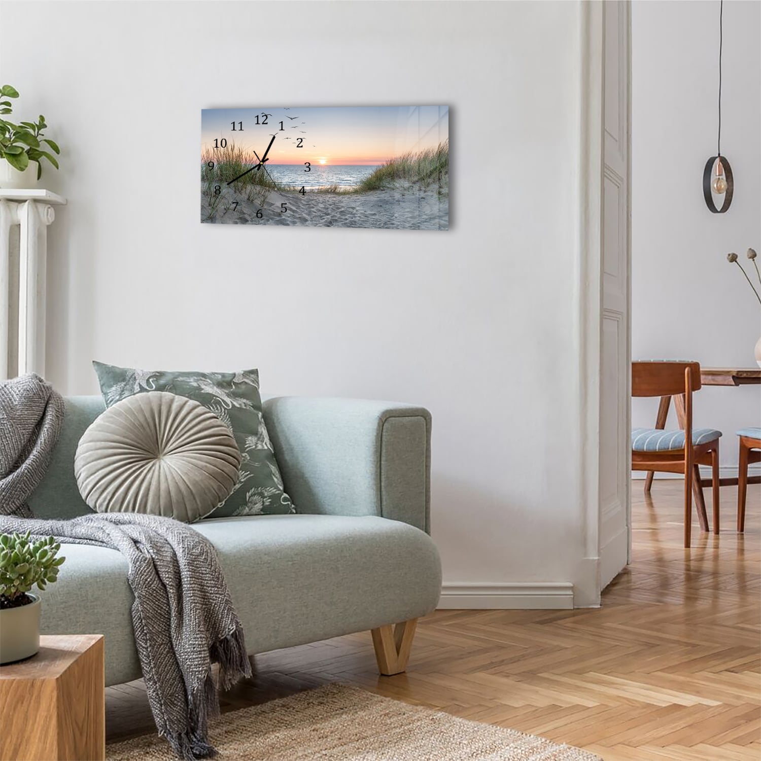 Wanduhr 60x30 - Dünen bei Sonnenuntergang