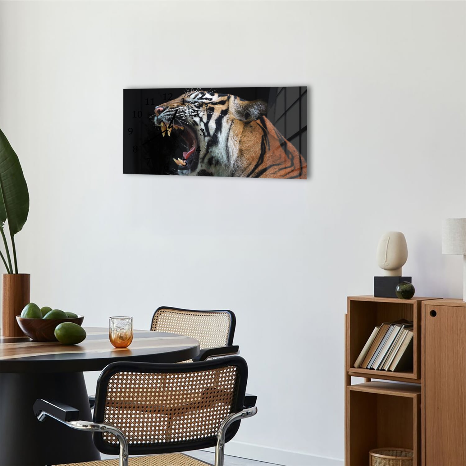 Wanduhr 60x30 - Kopf des Sumatra-Tigers
