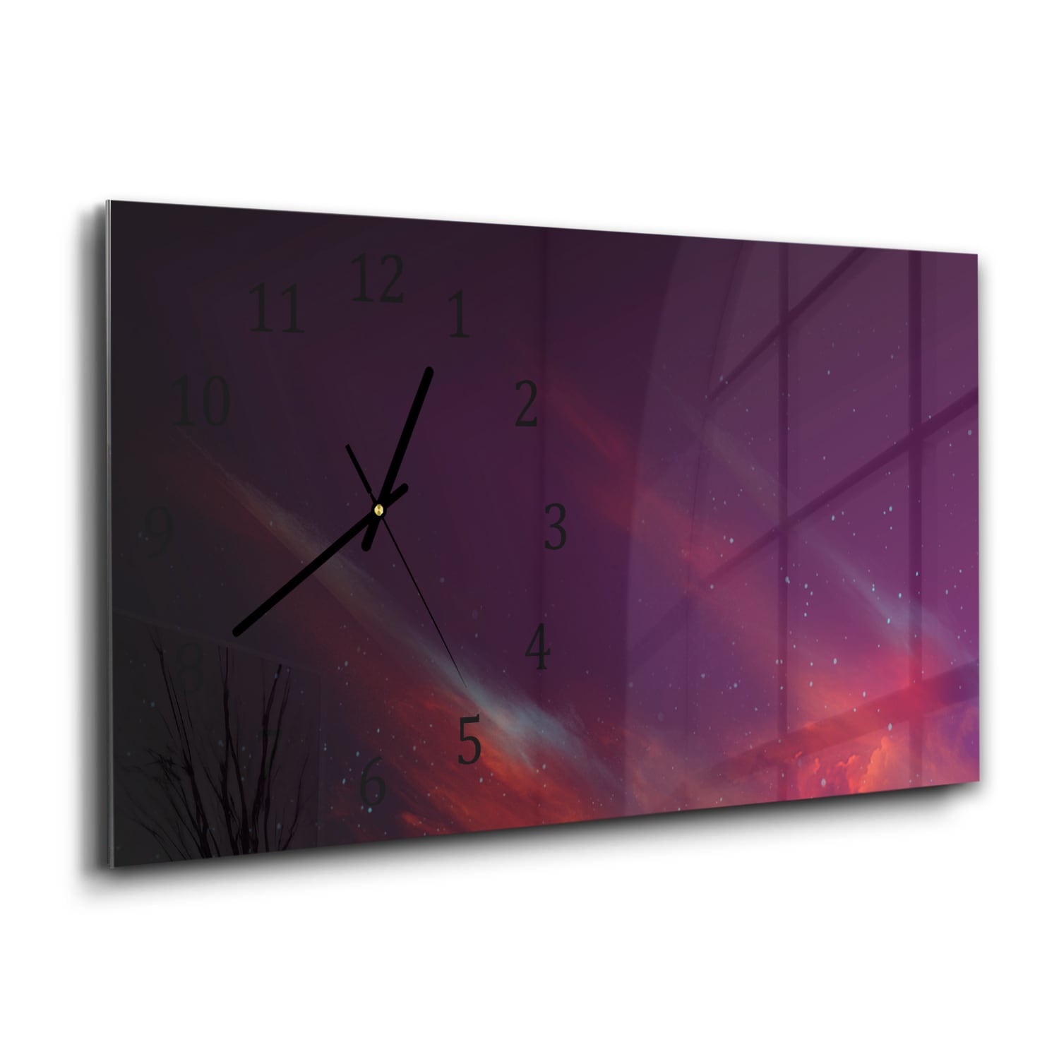 Wanduhr 60x30 - Roter Weltraumhintergrund