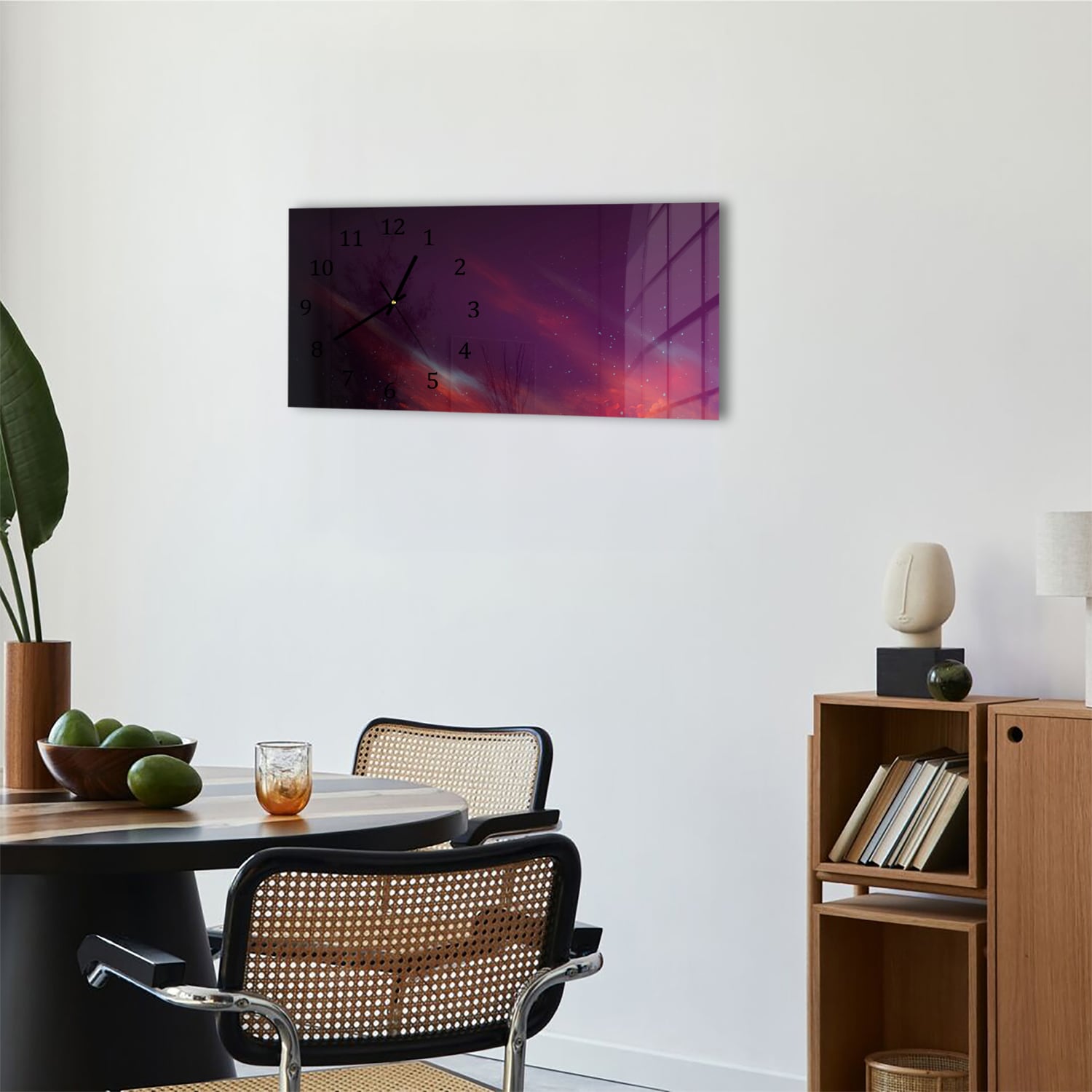 Wanduhr 60x30 - Roter Weltraumhintergrund