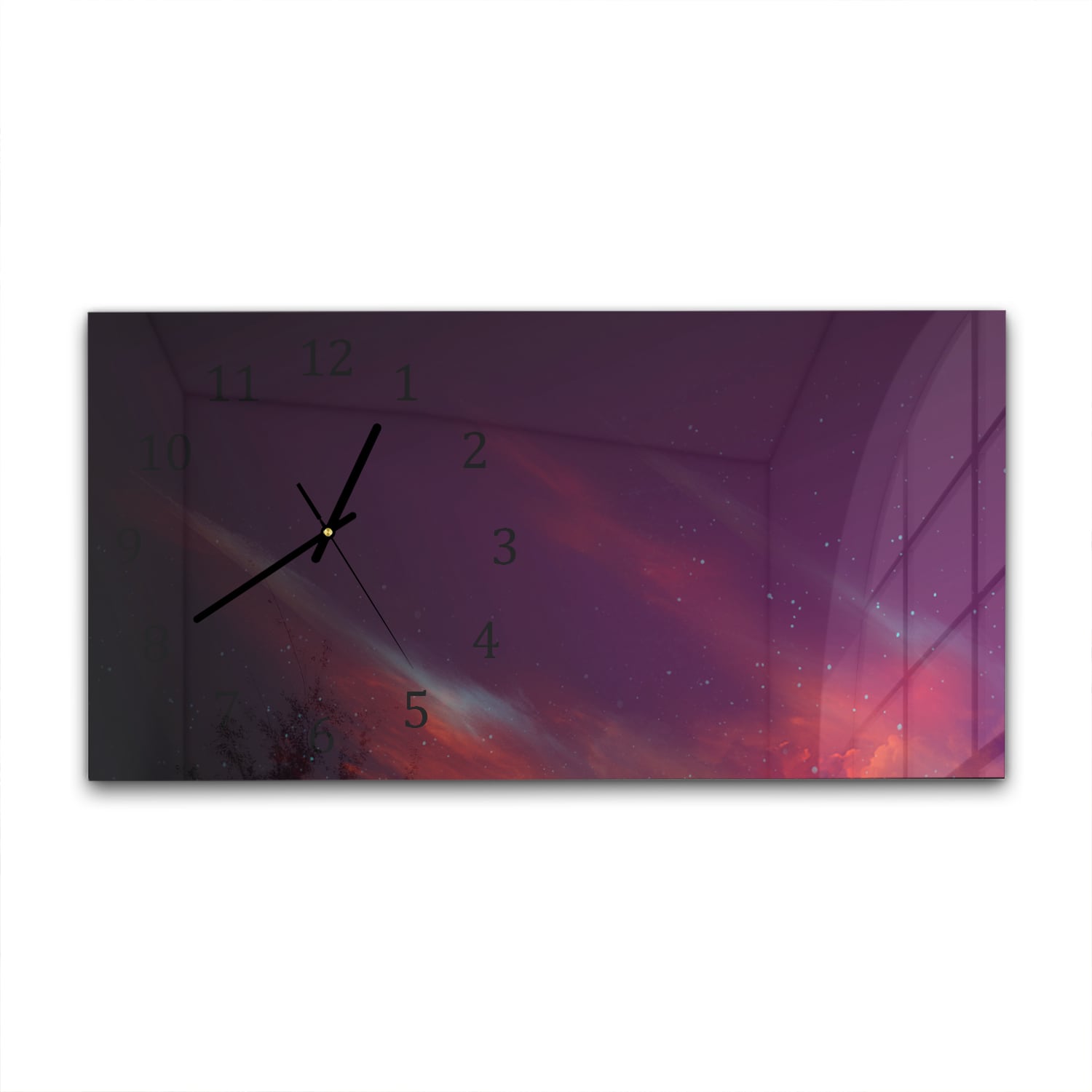 Wanduhr 60x30 - Roter Weltraumhintergrund
