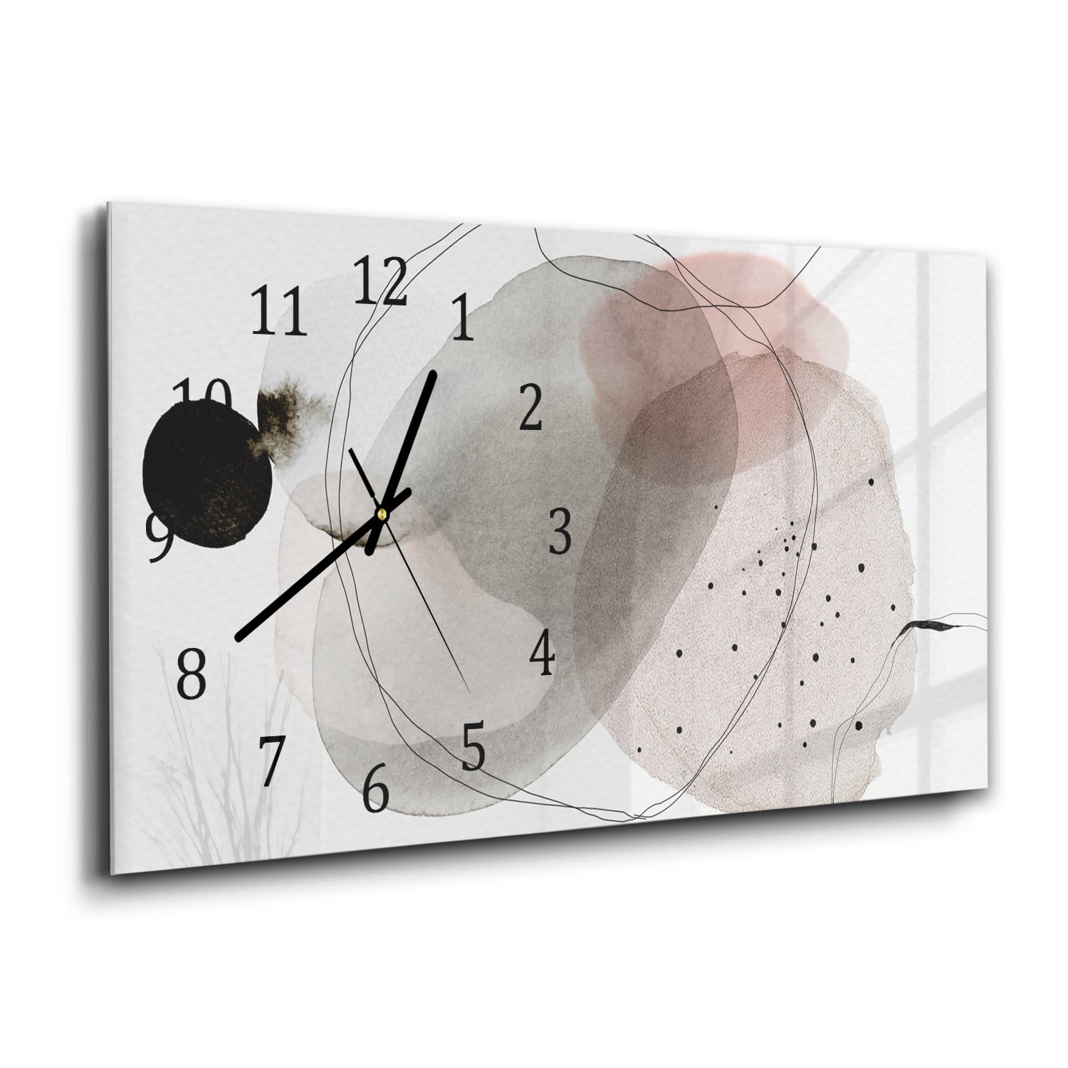 Wanduhr 60x30 - Abstraktes Aquarell-Design