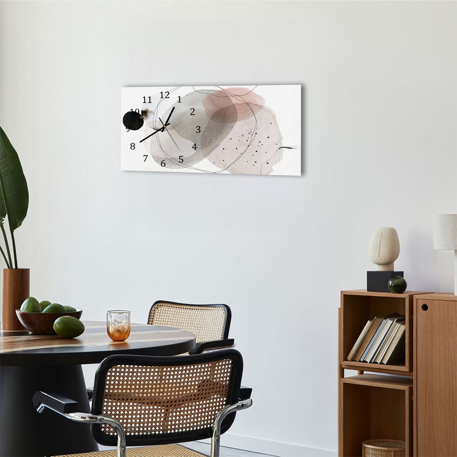 Wanduhr 60x30 - Abstraktes Aquarell-Design