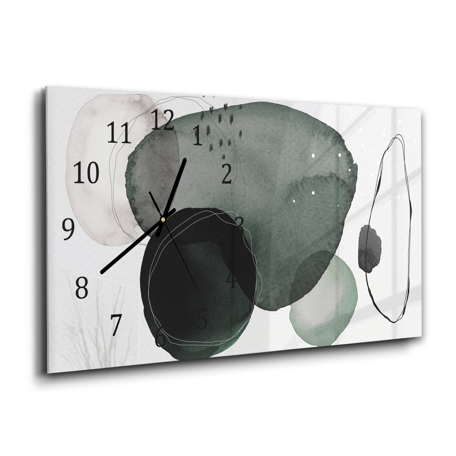 Wanduhr 60x30 - Dunkles abstraktes Aquarell-Design