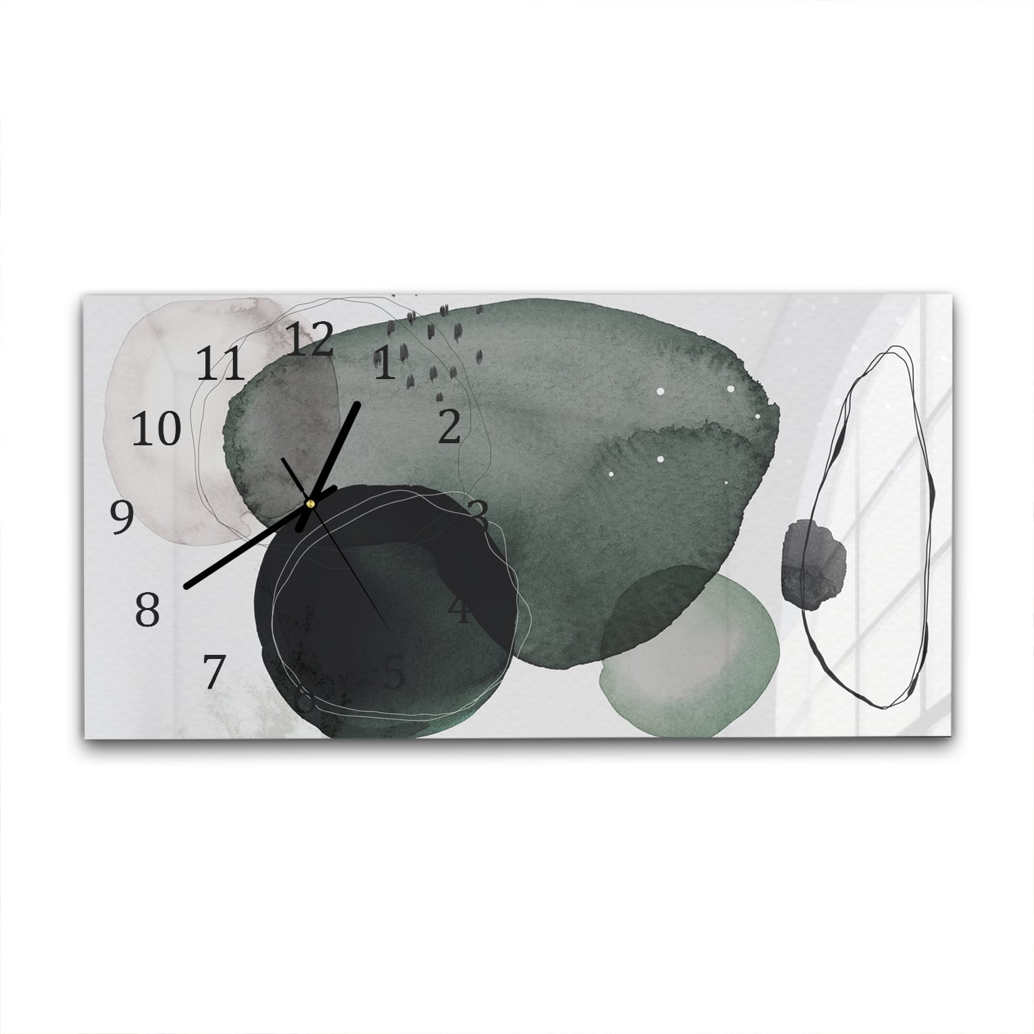 Wanduhr 60x30 - Dunkles abstraktes Aquarell-Design