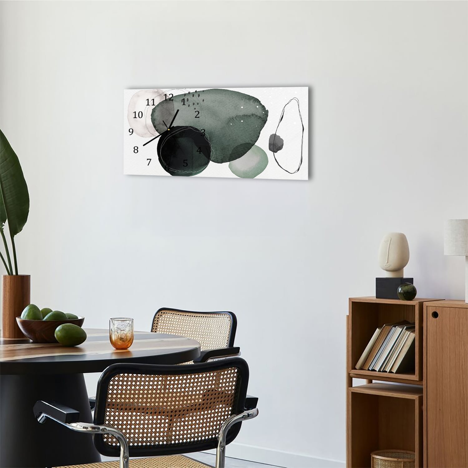 Wanduhr 60x30 - Dunkles abstraktes Aquarell-Design