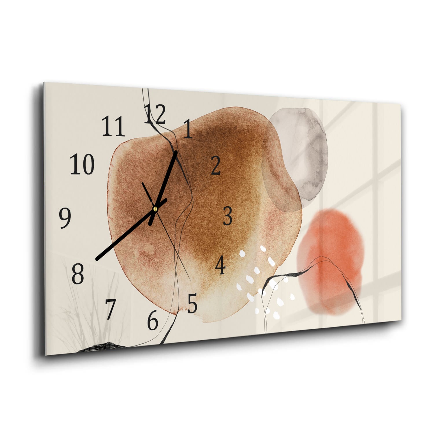 Wanduhr 60x30 - Rotes abstraktes Aquarell-Design