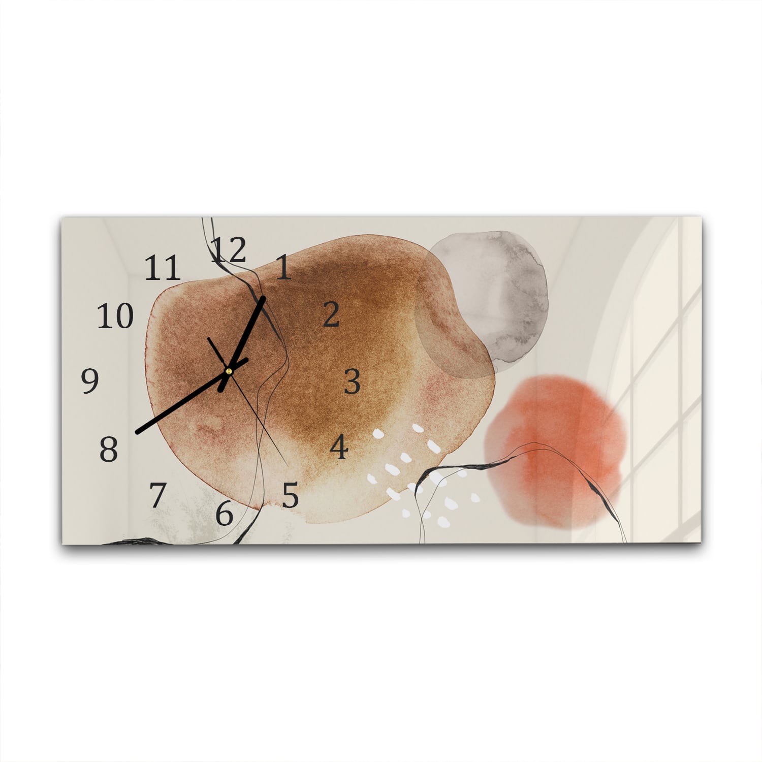 Wanduhr 60x30 - Rotes abstraktes Aquarell-Design