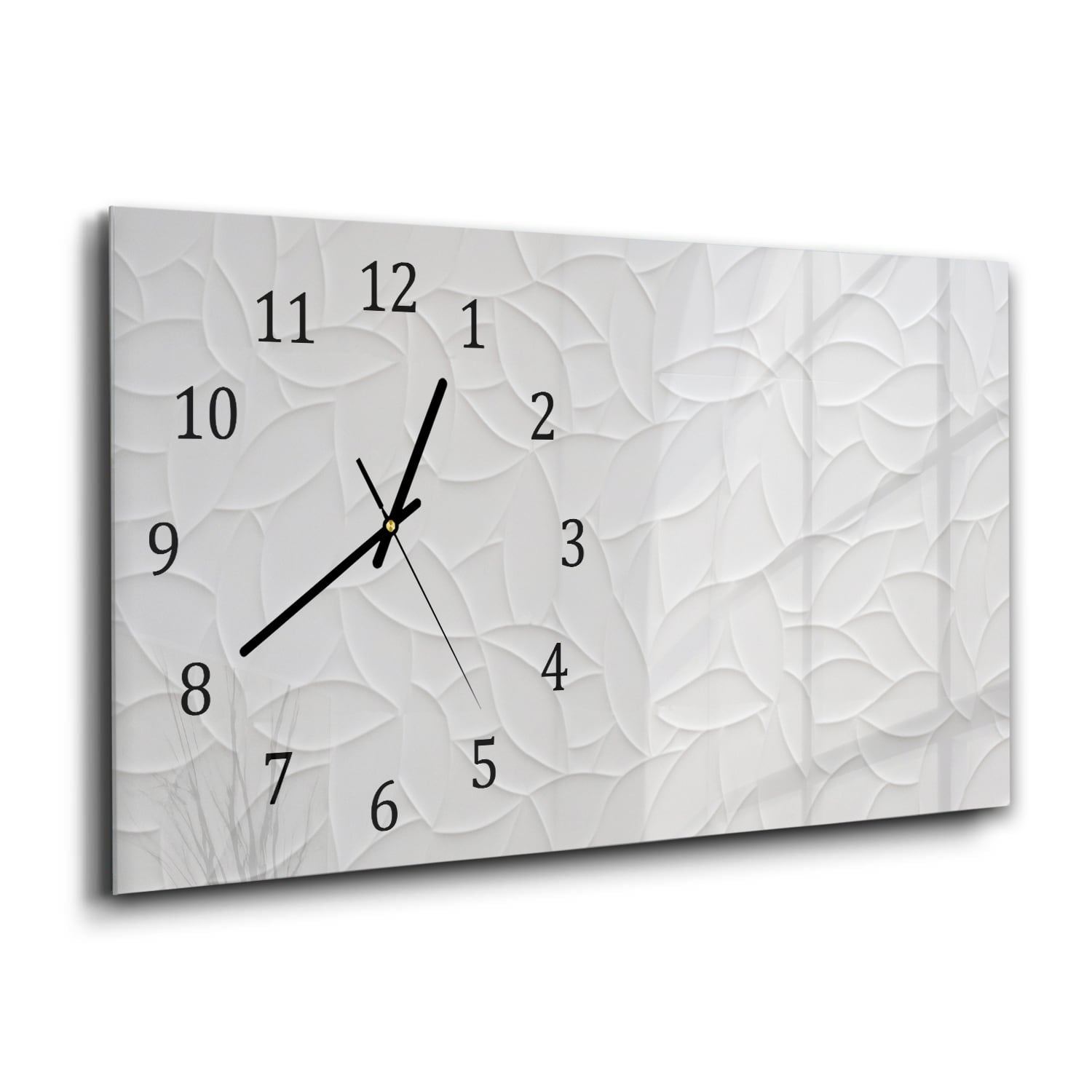 Wanduhr 60x30 - Blatt-Textur auf Fliesen