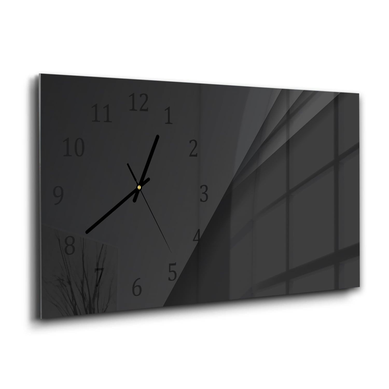 Wanduhr 60x30 - Schwarz mit Tiefe