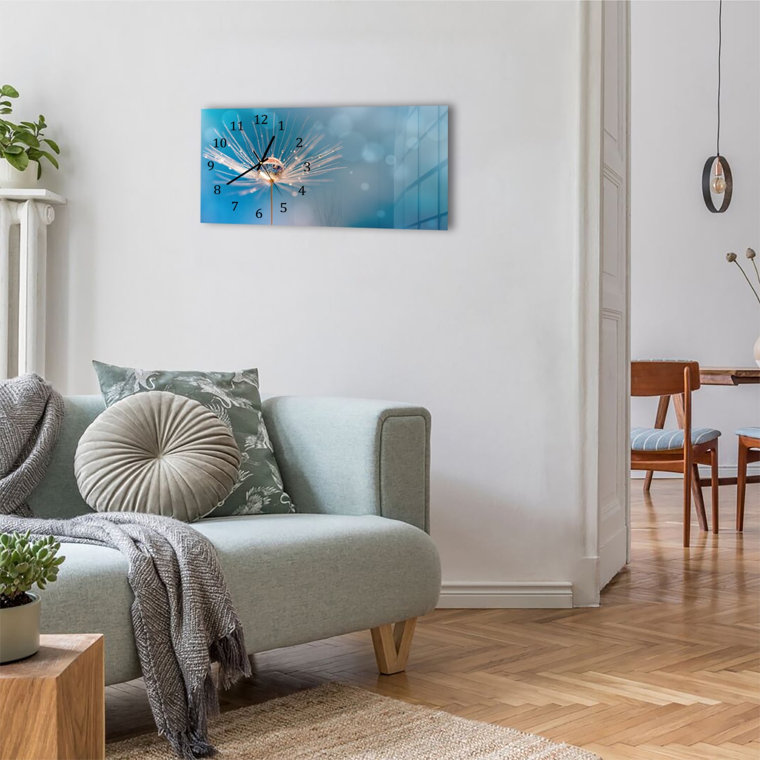 Wanduhr 60x30 - Nasser Löwenzahn