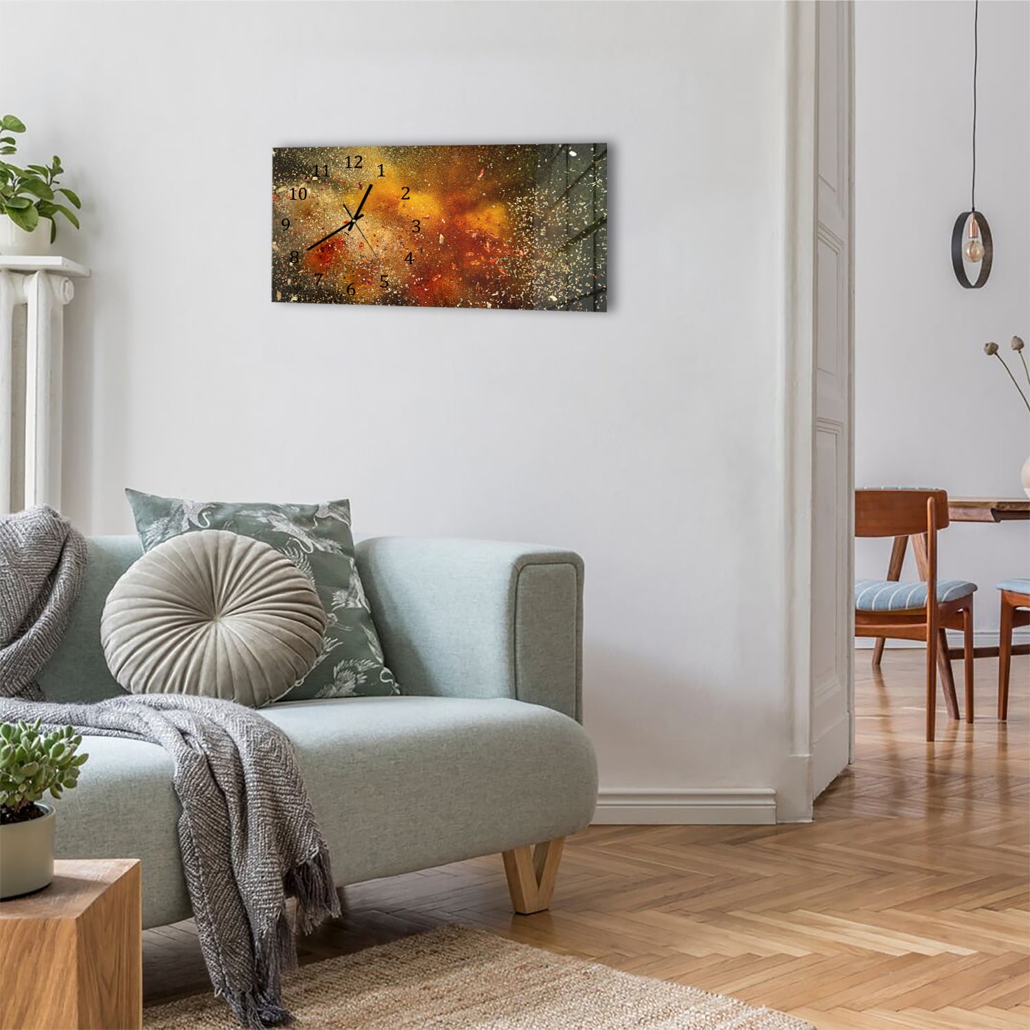 Wanduhr 60x30 - Kräuterexplosion