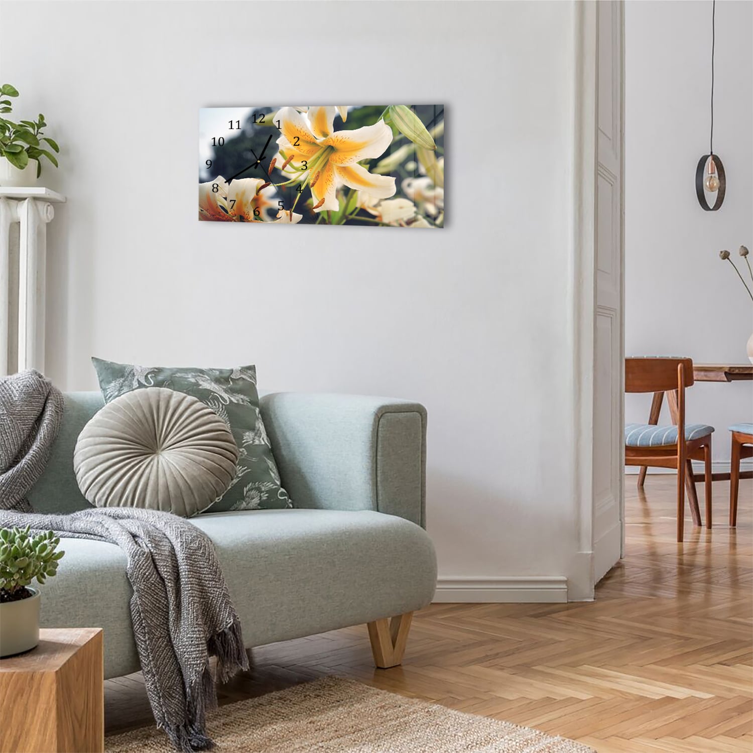 Wanduhr 60x30 - Sommerlilie