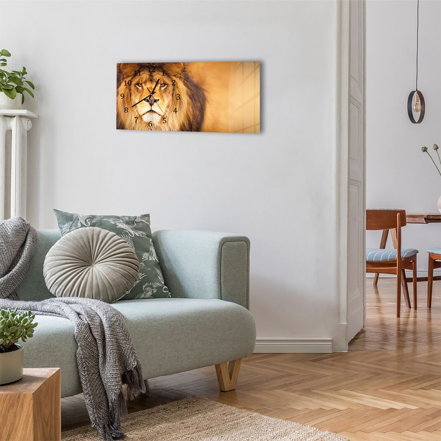 Wanduhr 60x30 - Afrikanischer Löwe