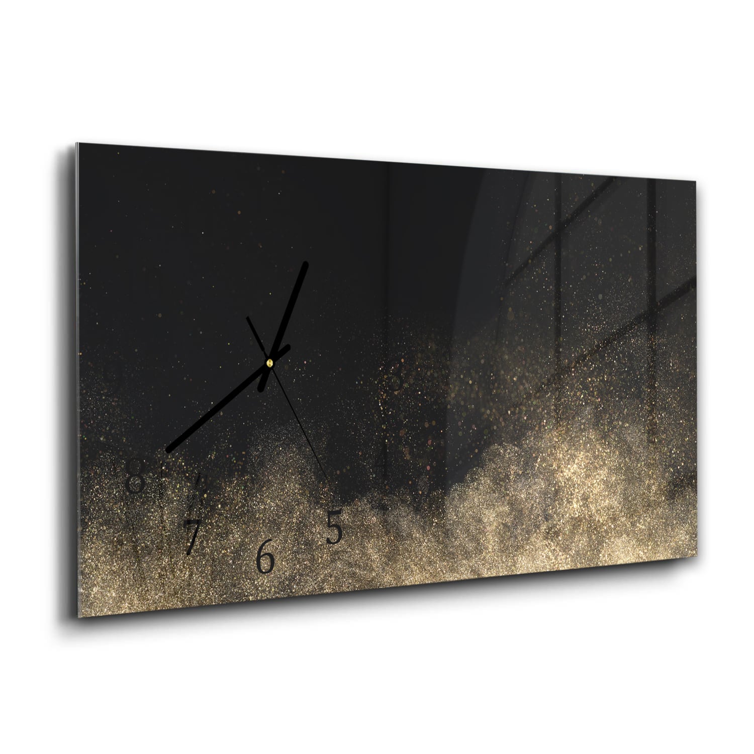 Wanduhr 60x30 - Goldenes Glitzerpulver