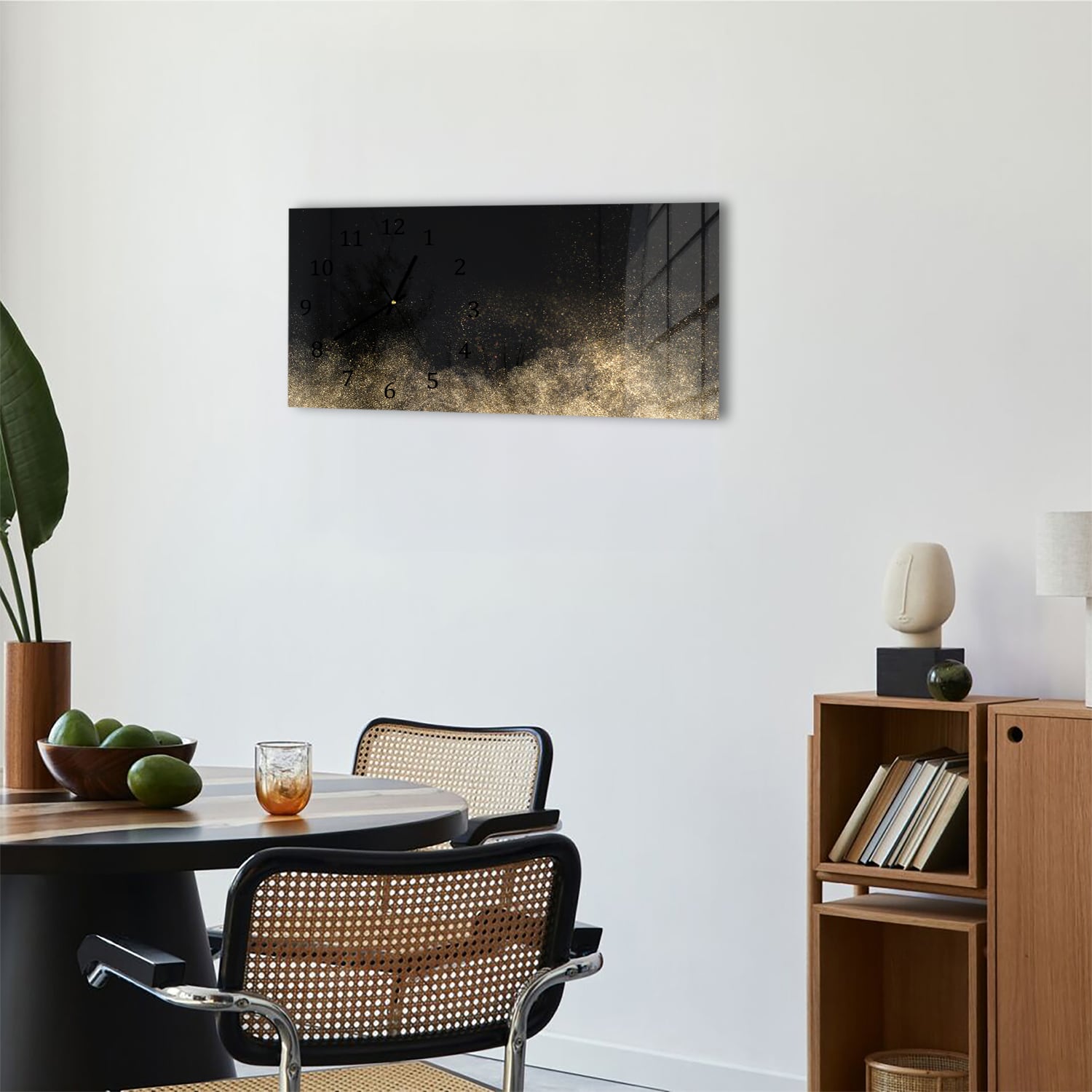 Wanduhr 60x30 - Goldenes Glitzerpulver