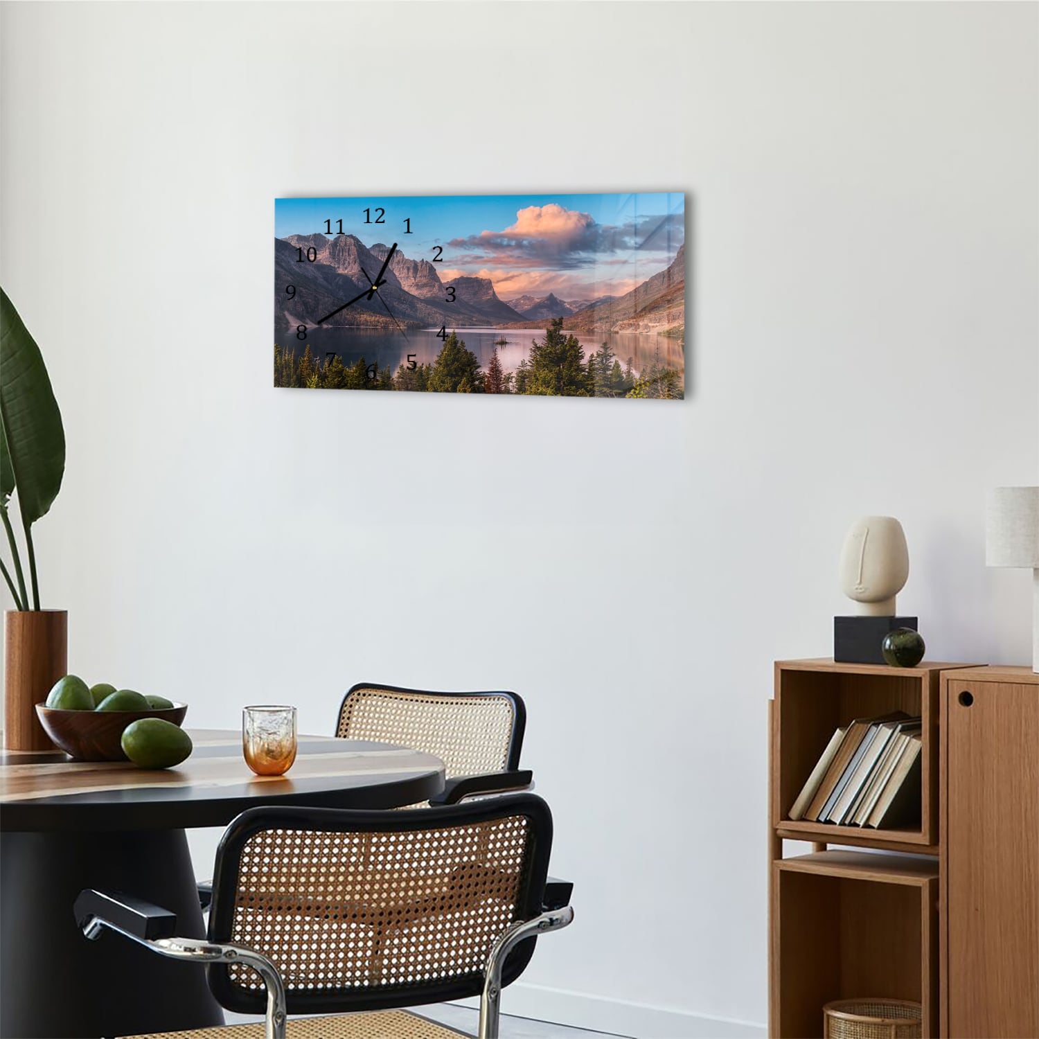 Wanduhr 60x30 - See in den Rocky Mountains