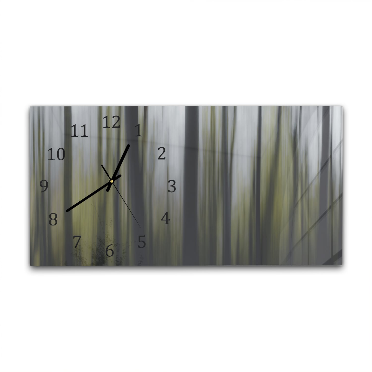 Wanduhr 60x30 - Abstrakte Waldlandschaft