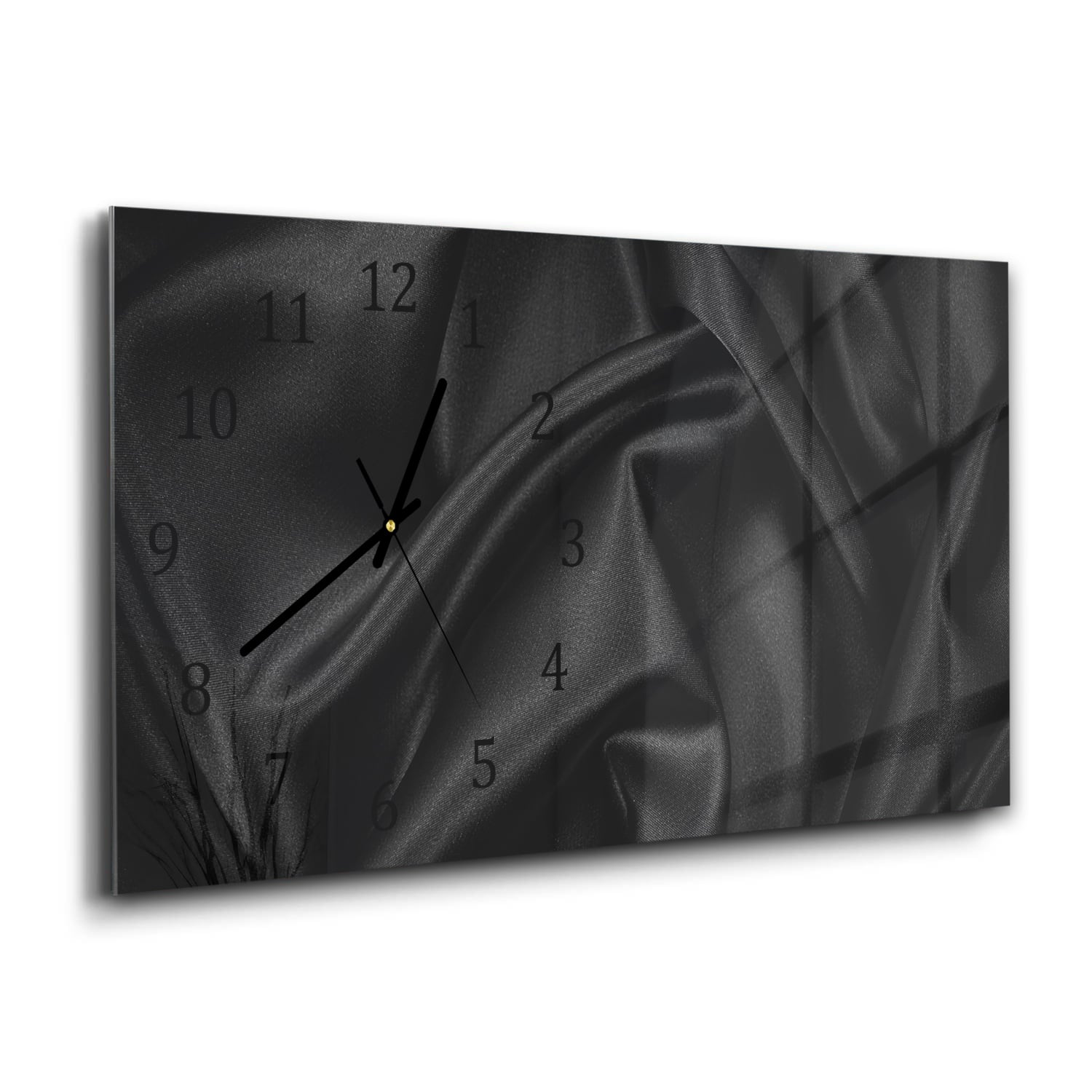 Wanduhr 60x30 - Schwarze Seidensatin-Textur