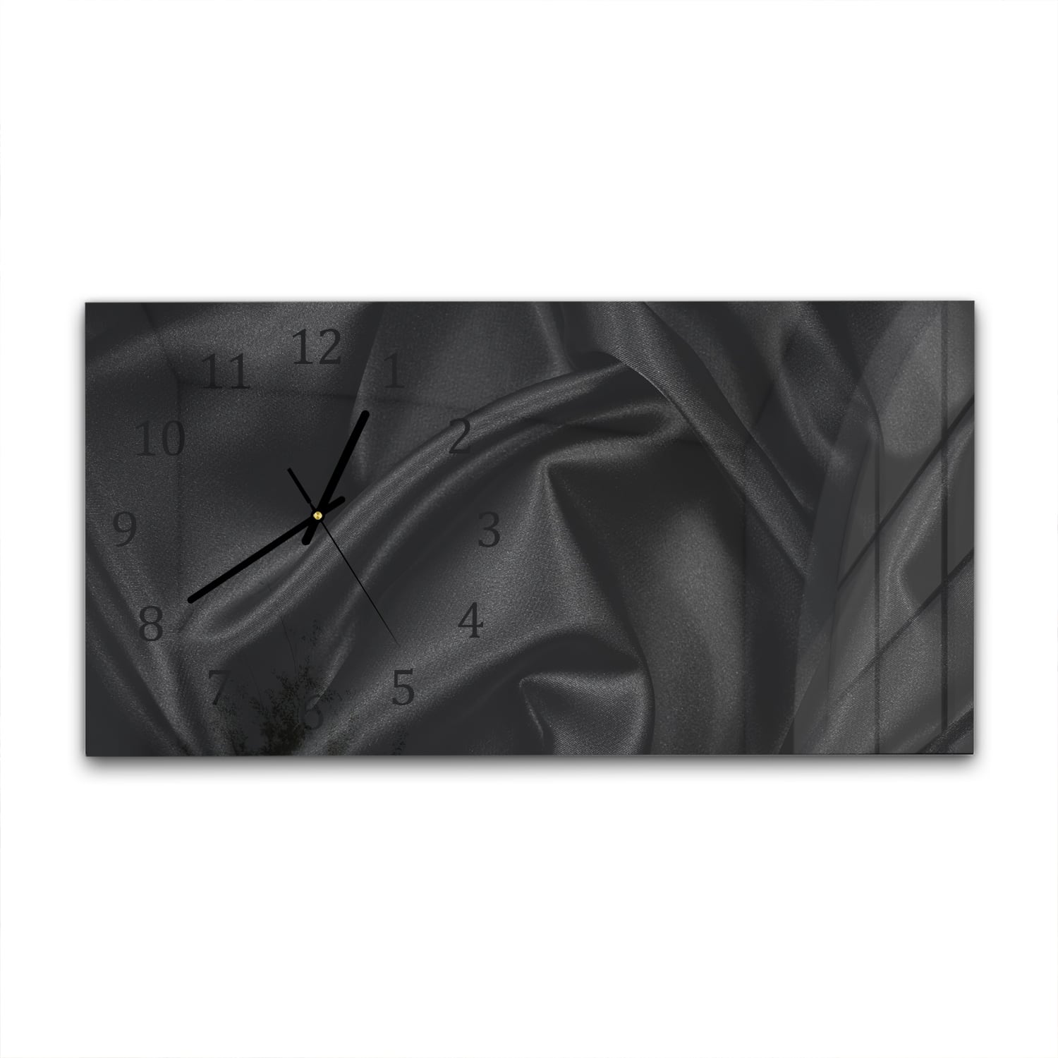 Wanduhr 60x30 - Schwarze Seidensatin-Textur