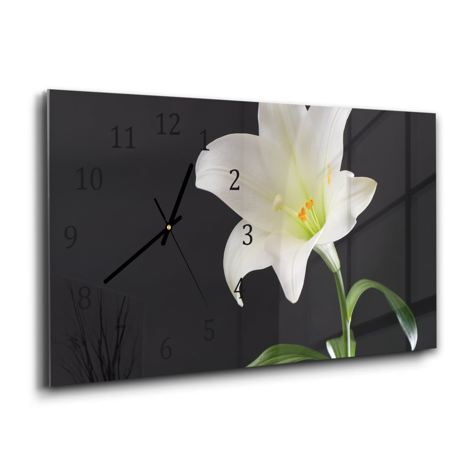 Wanduhr 60x30 - Weiße Lilie