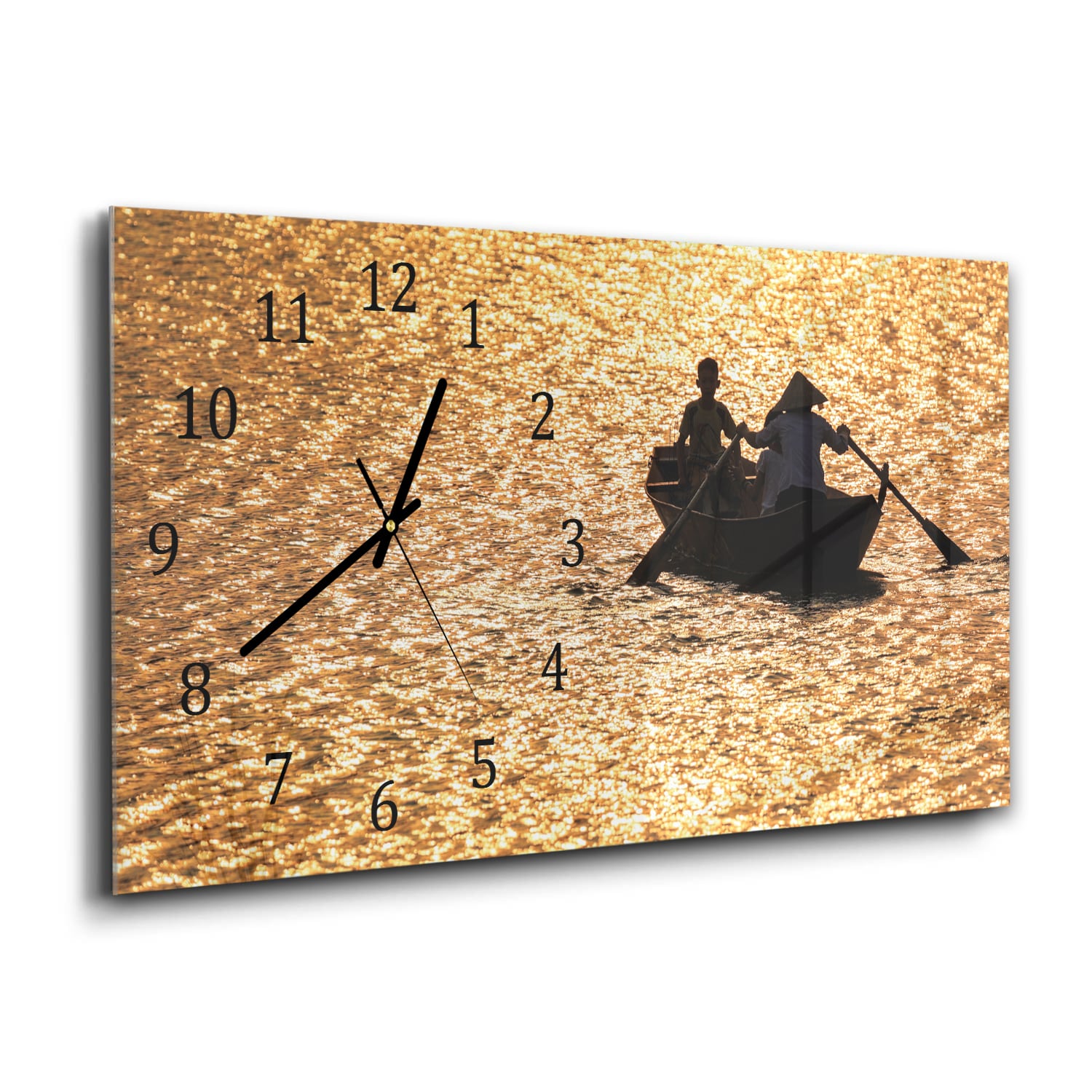 Wanduhr 60x30 - Segeln bei Sonnenuntergang