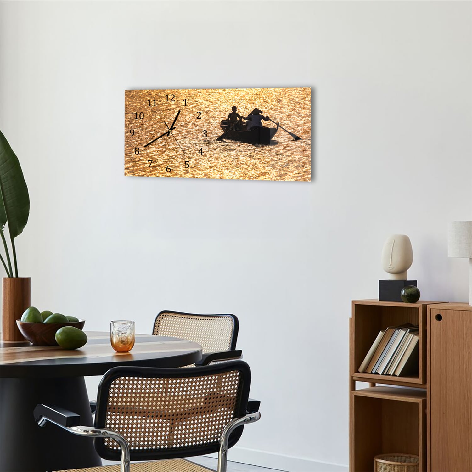 Wanduhr 60x30 - Segeln bei Sonnenuntergang