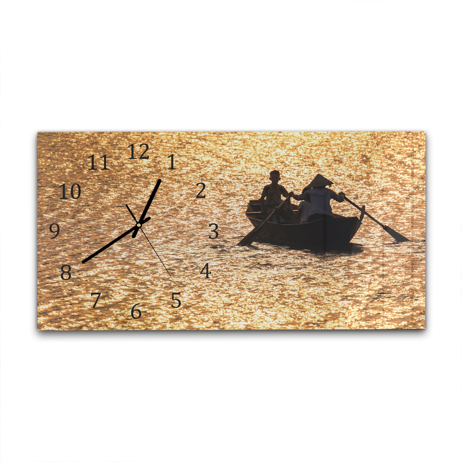 Wanduhr 60x30 - Segeln bei Sonnenuntergang